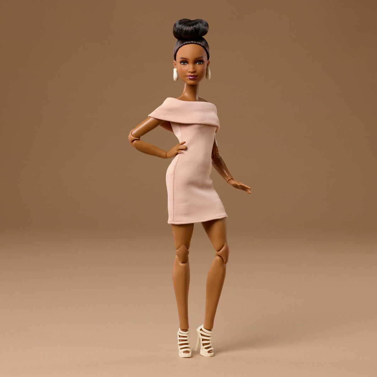Barbie Basics Collectible Doll, Model 08 With Brunette Hair In Tan Dress & Strappy Heels