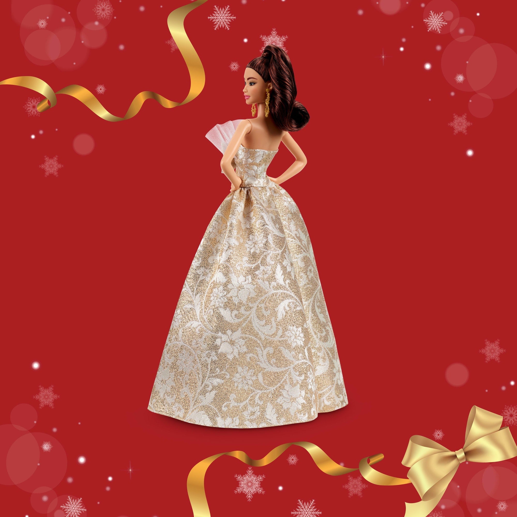 Barbie Signature 2025 Holiday Barbie Fashion Doll, Seasonal Collector, Light Brown Hair With Silver & Gold Gown