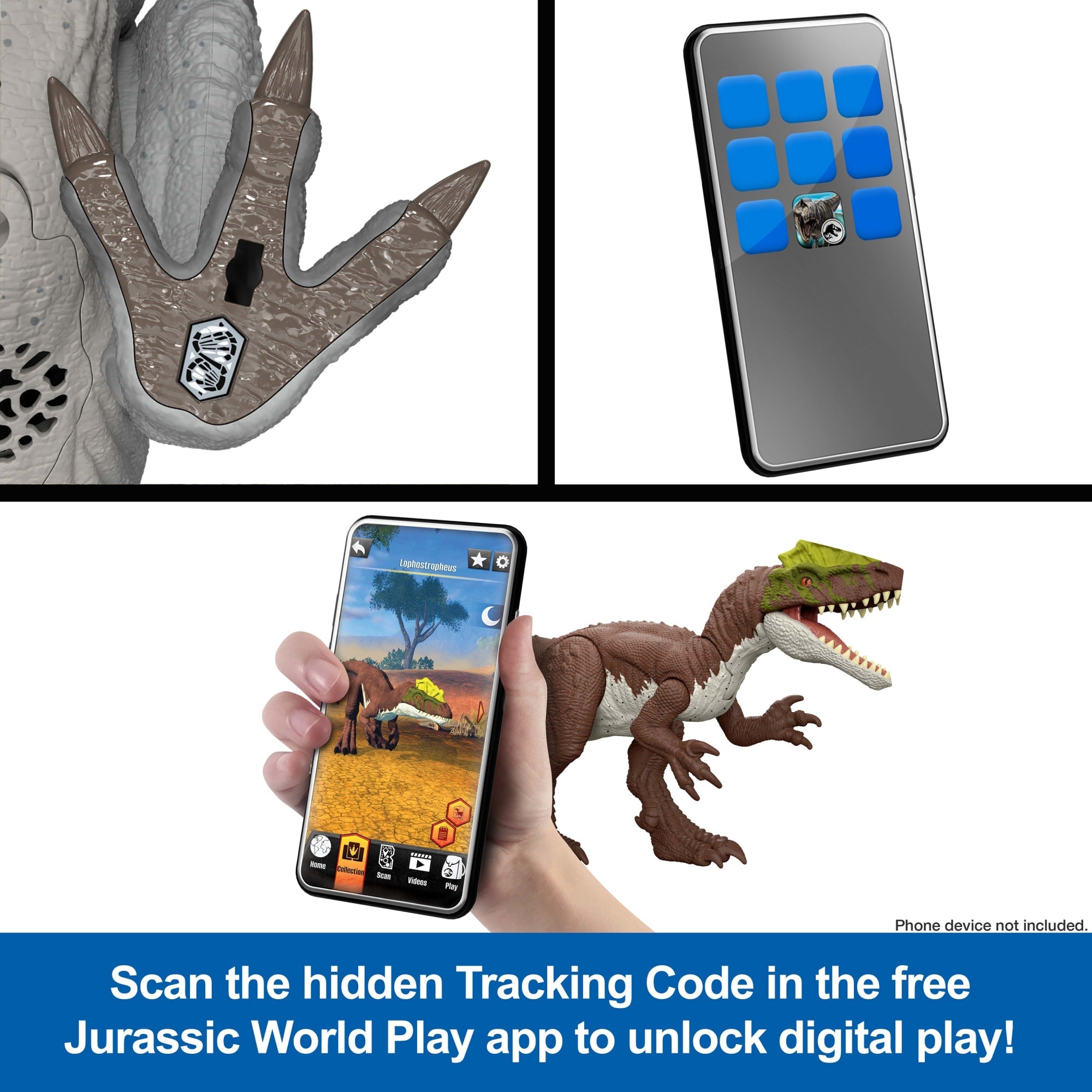 Jurassic World Wild Roar Dinosaur Figures With Attack Action, Light And Sound, Digital Scan Code