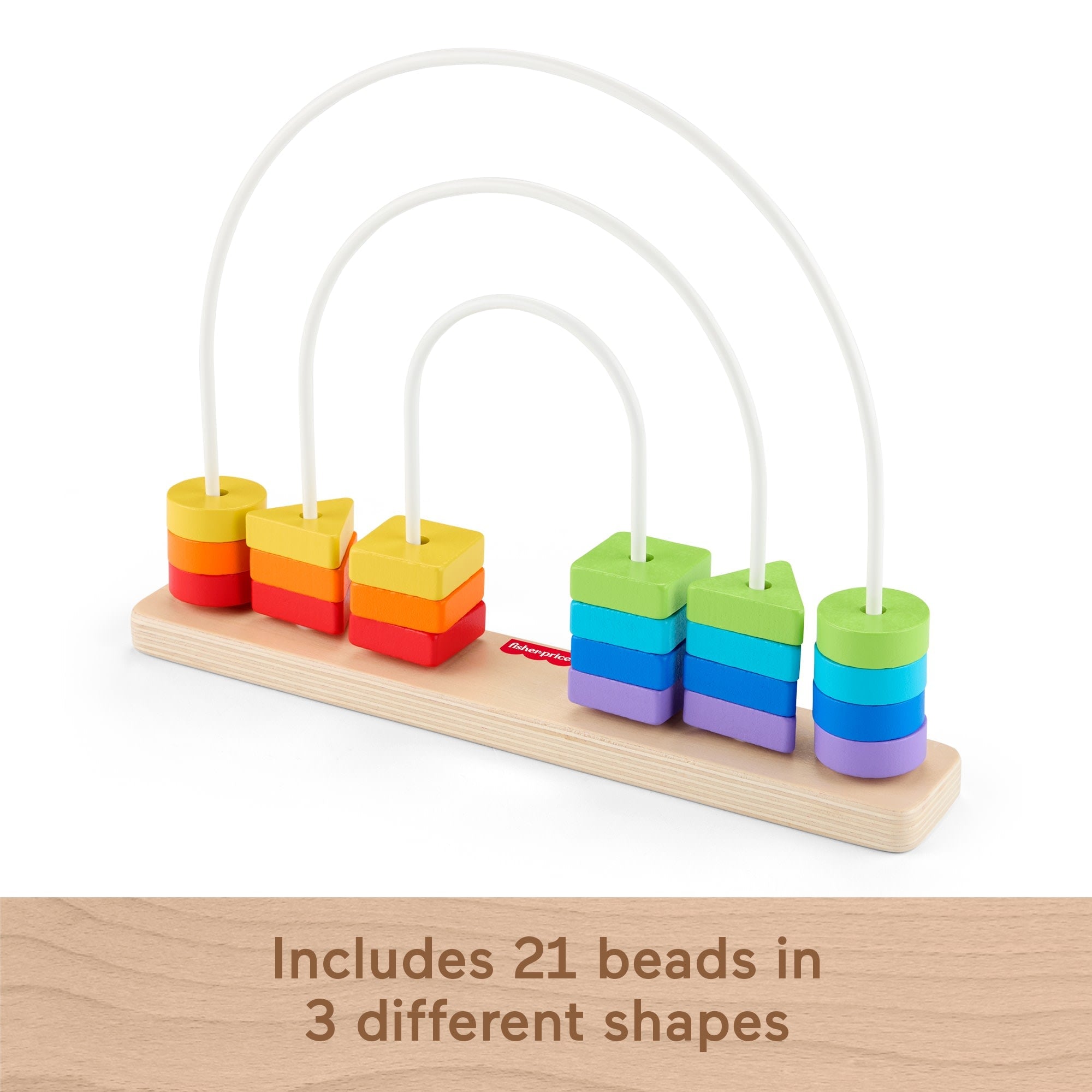 Fisher-Price Wooden Rainbow Bead Bar Maze, Baby & Toddler Developmental Toy, 1 Wood Piece