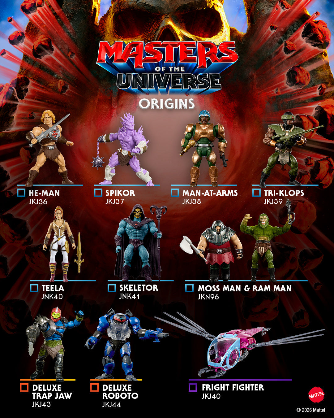 Masters Of The Universe 2026 Movie Accurate Origins Fright Fighter Vehicle, 5.5 inch Skeletor Whip