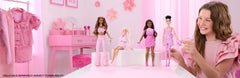 Barbie Deluxe Style Fashion Doll #11 in Pink Denim Star-Print Dress, Black Hair in Bun