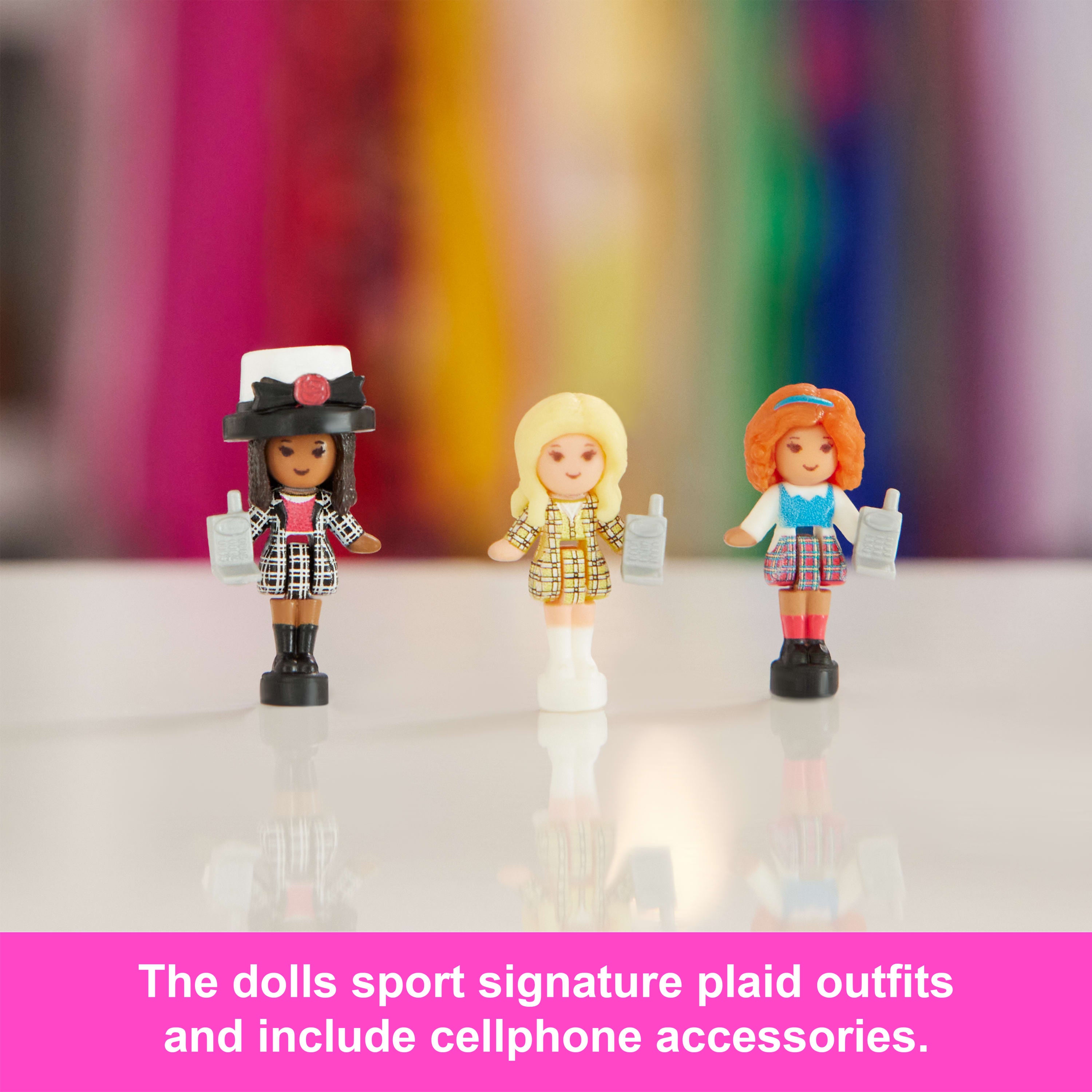 Polly Pocket Micro Dolls And Playset, Collector Clueless Compact With Toy Car, Hat And Phone Accessories