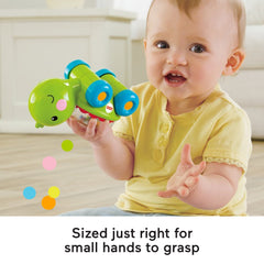Fisher-Price Poppity Pop Turtle Push-Along Vehicle With Sounds For Infant Crawling Play