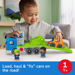 Fisher-Price Little People Load & Roll Hauler Car Carrier Toddler Playset, Vehicle & Figures
