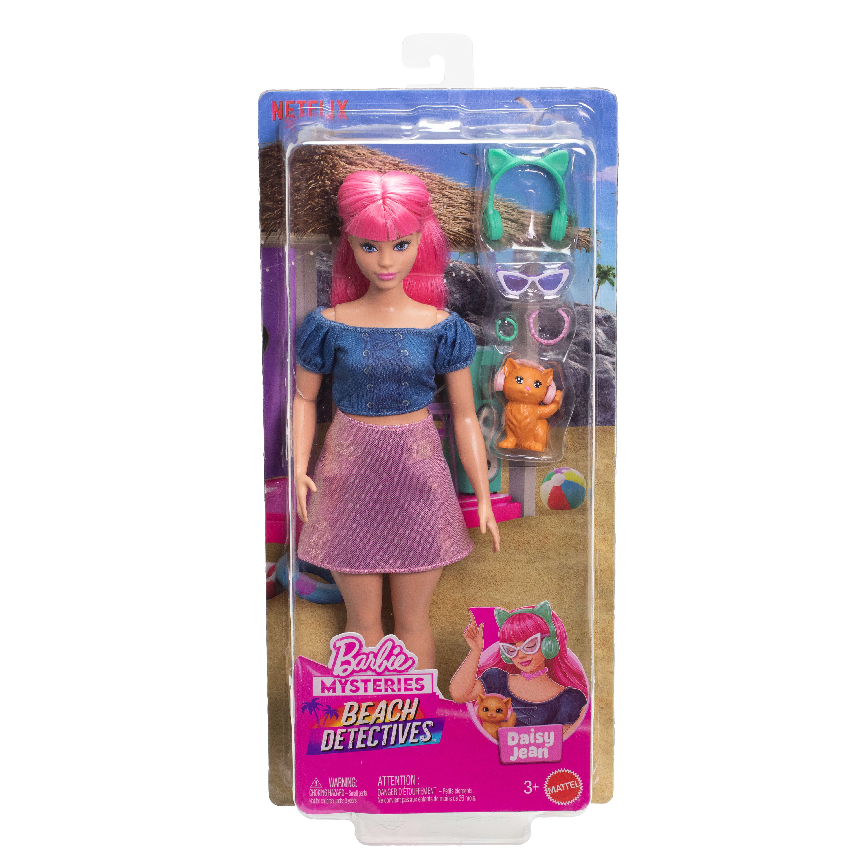Barbie Mysteries: Beach Detectives Daisy Doll in Signature Outfit With Pet & Accessories