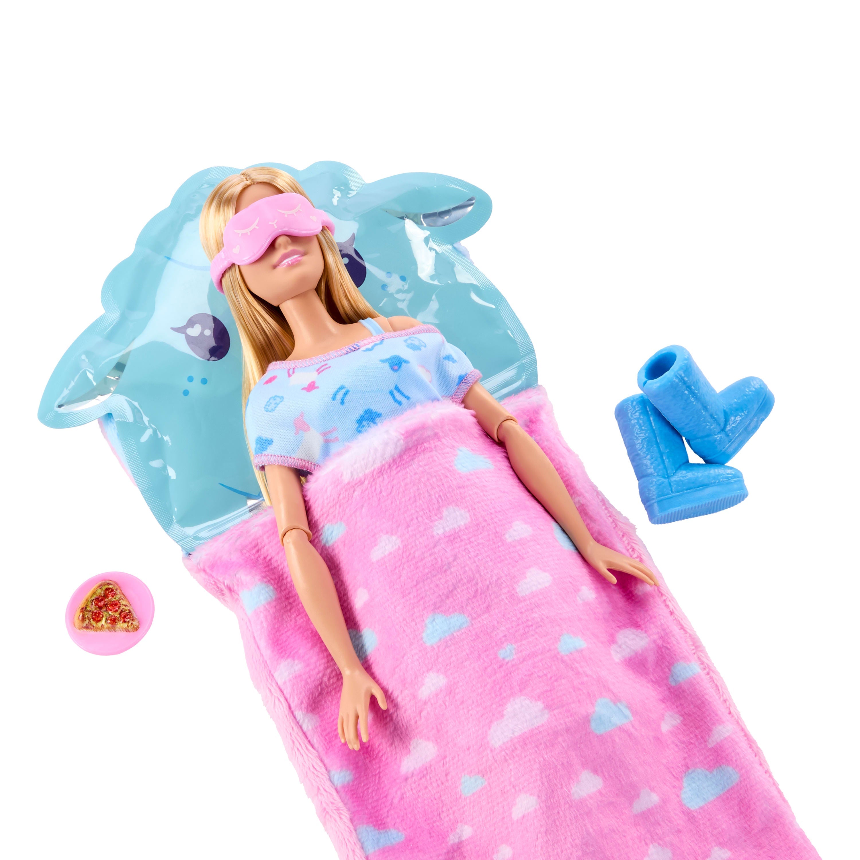 Barbie Party Unboxed Sleepover Reveal Series Blue Pajama Doll & Accessories With 7 Surprises