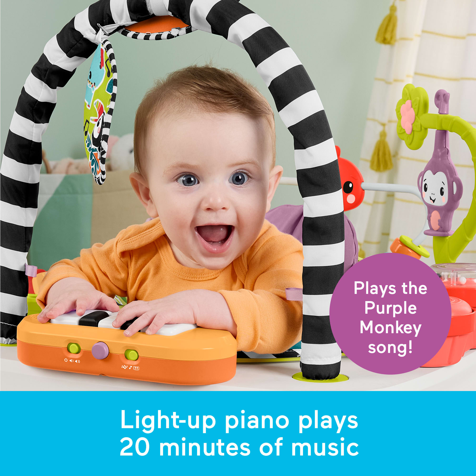 Fisher-Price 2-in-1 Purple Monkey Musical Baby Activity Center & Toddler Play Table
