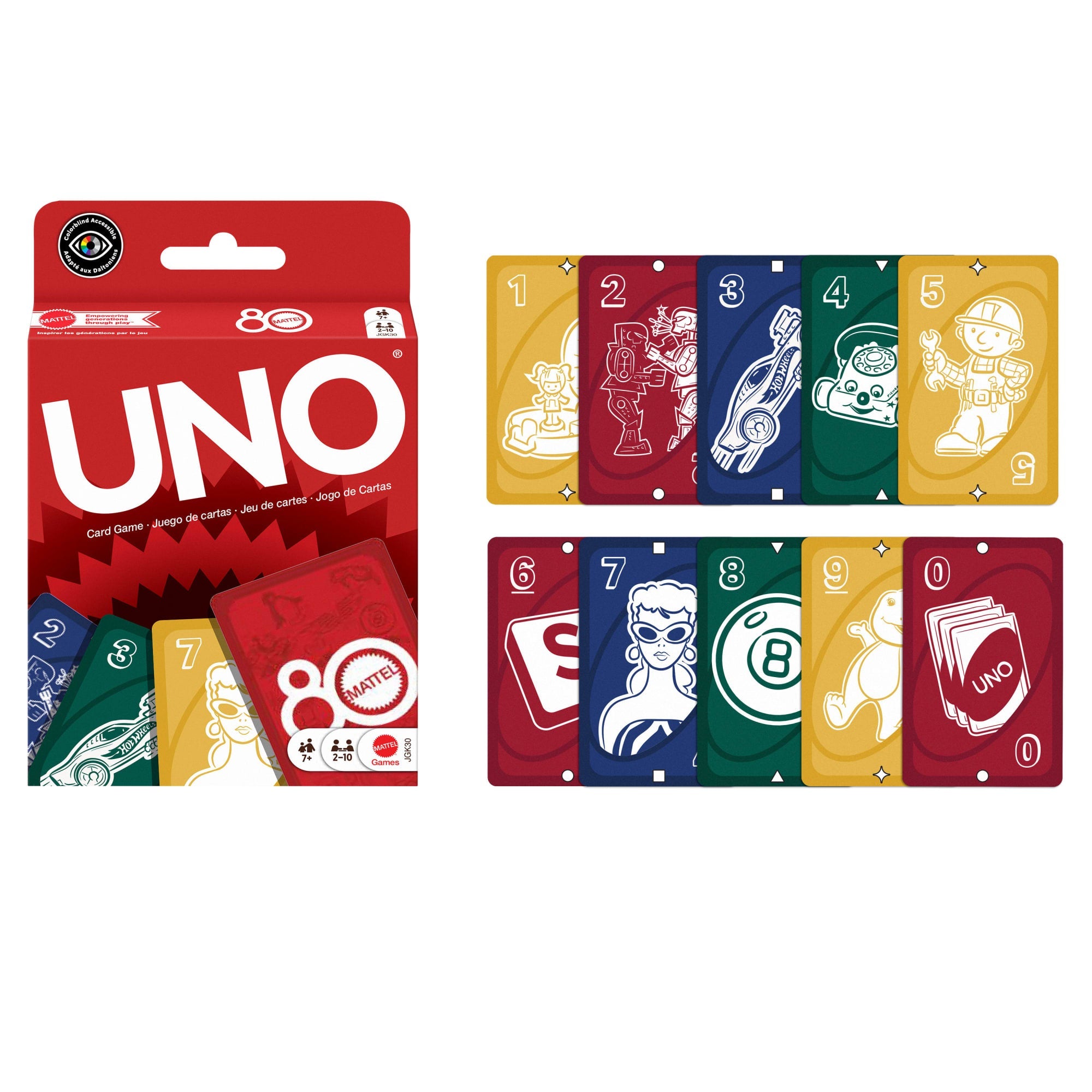 Uno® Jeu de Cartes Rouge Rubis 80Ans Mattel