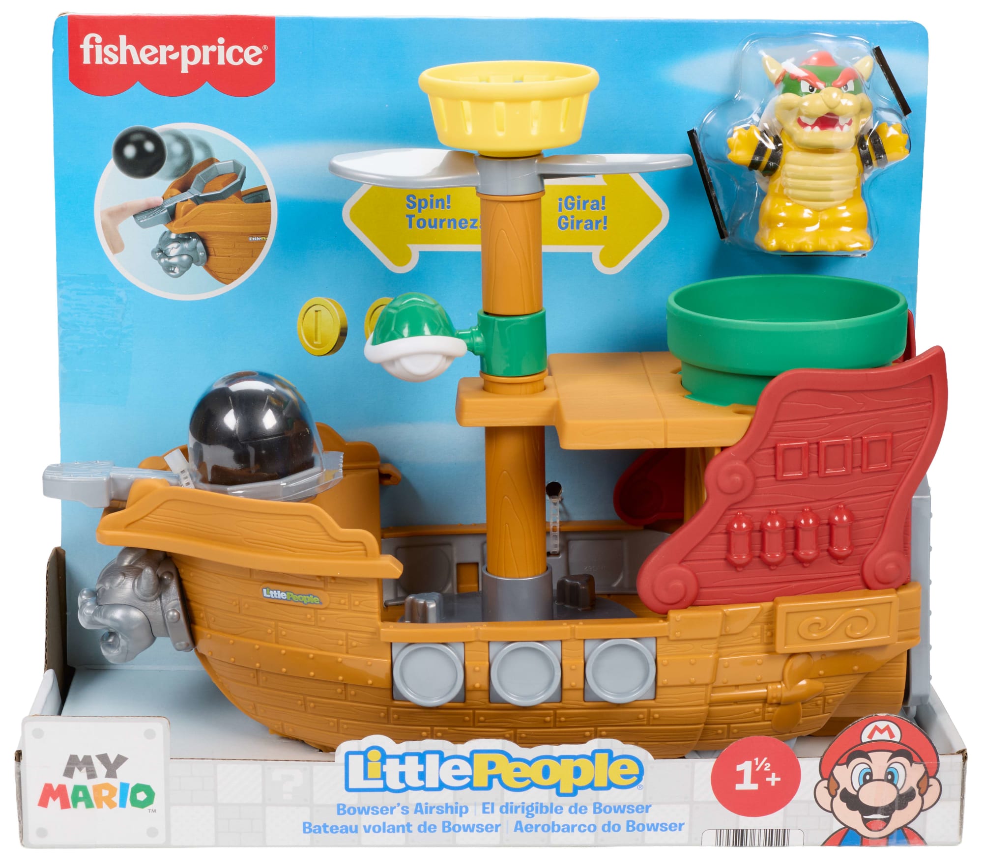 Little People Mario Bros Brinquedo para Bebês FP Little People Navio De Batalha De Bowser