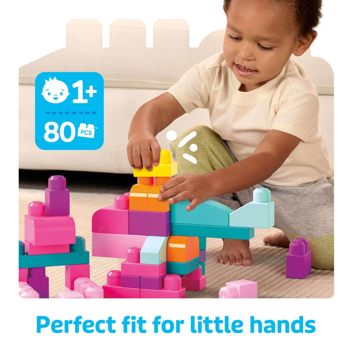MEGA BLOKS First Builders Big Building Bag Toy Blocks With Storage Bag (80 Pieces) For Toddler