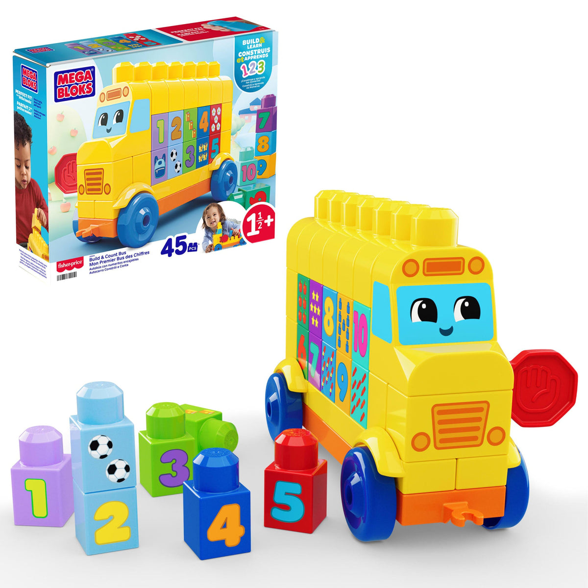 MEGA BLOKS First Builders Build & Count Bus Block Toy (45 Pieces) For Toddler
