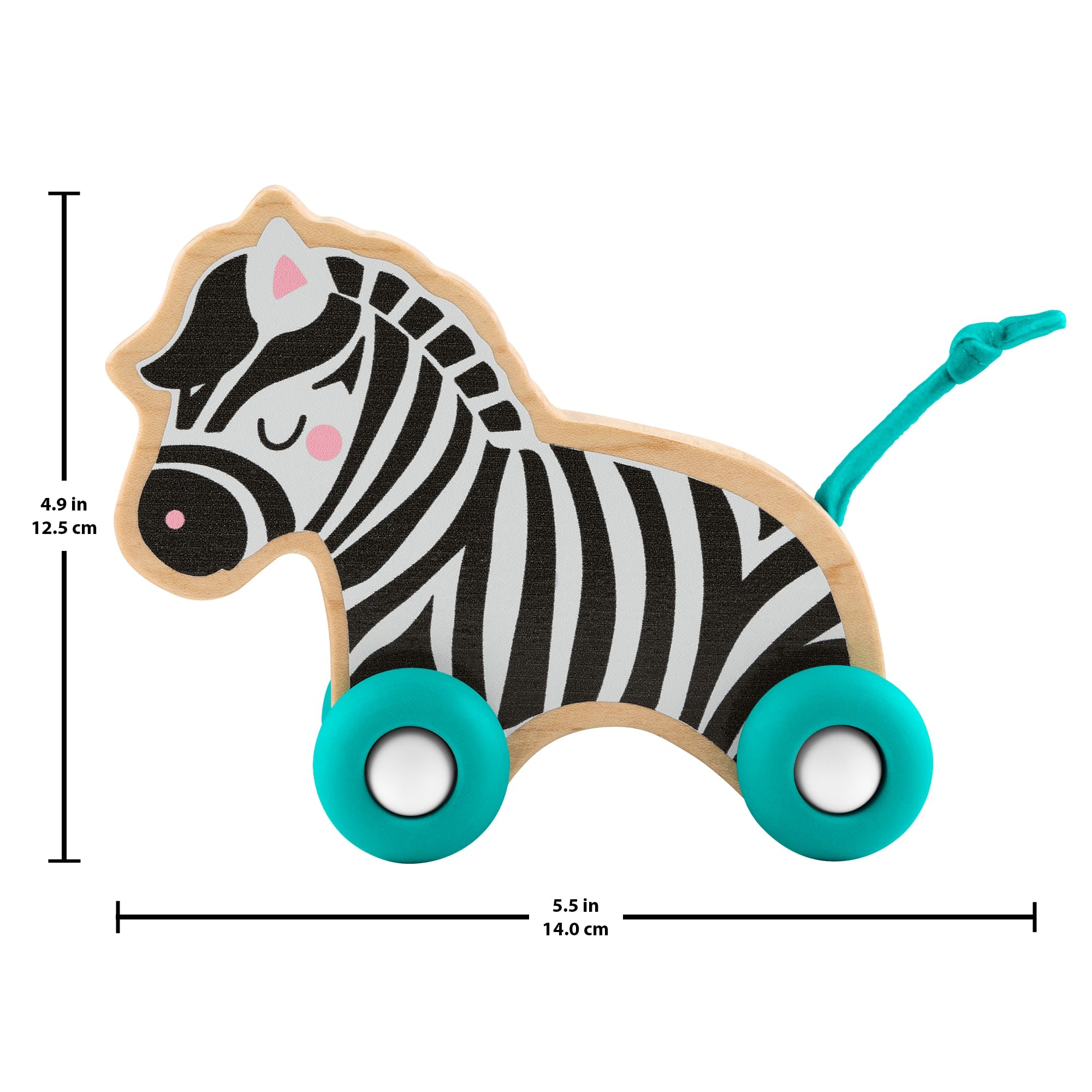 Fisher-Price Wooden Push Along Animals, Lion & Zebra Toy Vehicles For Baby Crawling Play
