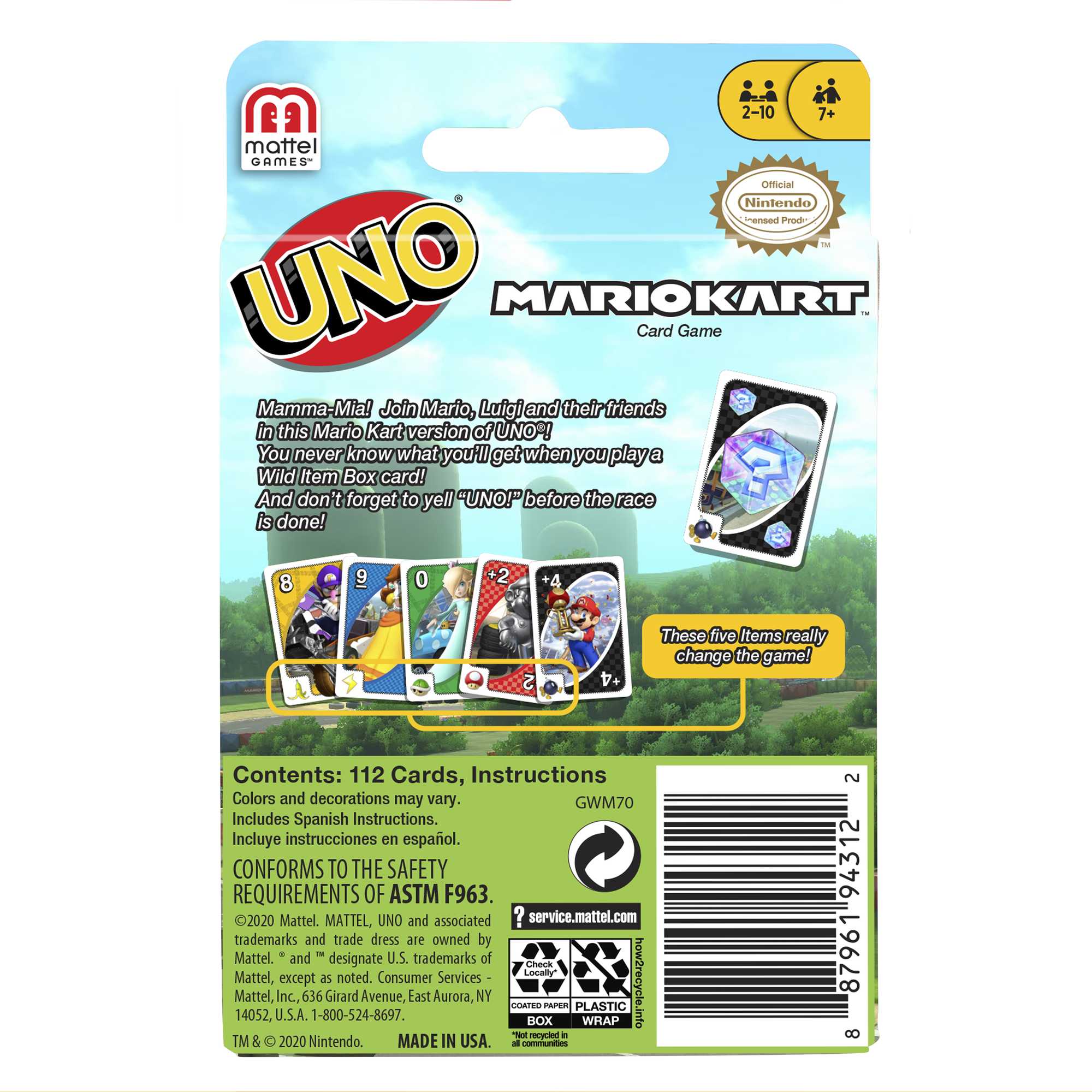 UNO Mario Kart Card Game With 112 Cards For Players 7 Years Old & Up