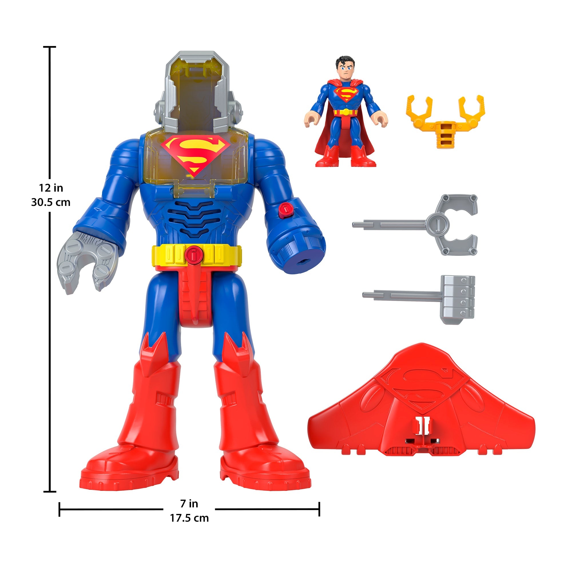 Imaginext DC Super Friends Superman insider & Exo Suit Robot With Lights & Sounds, 6 Pieces