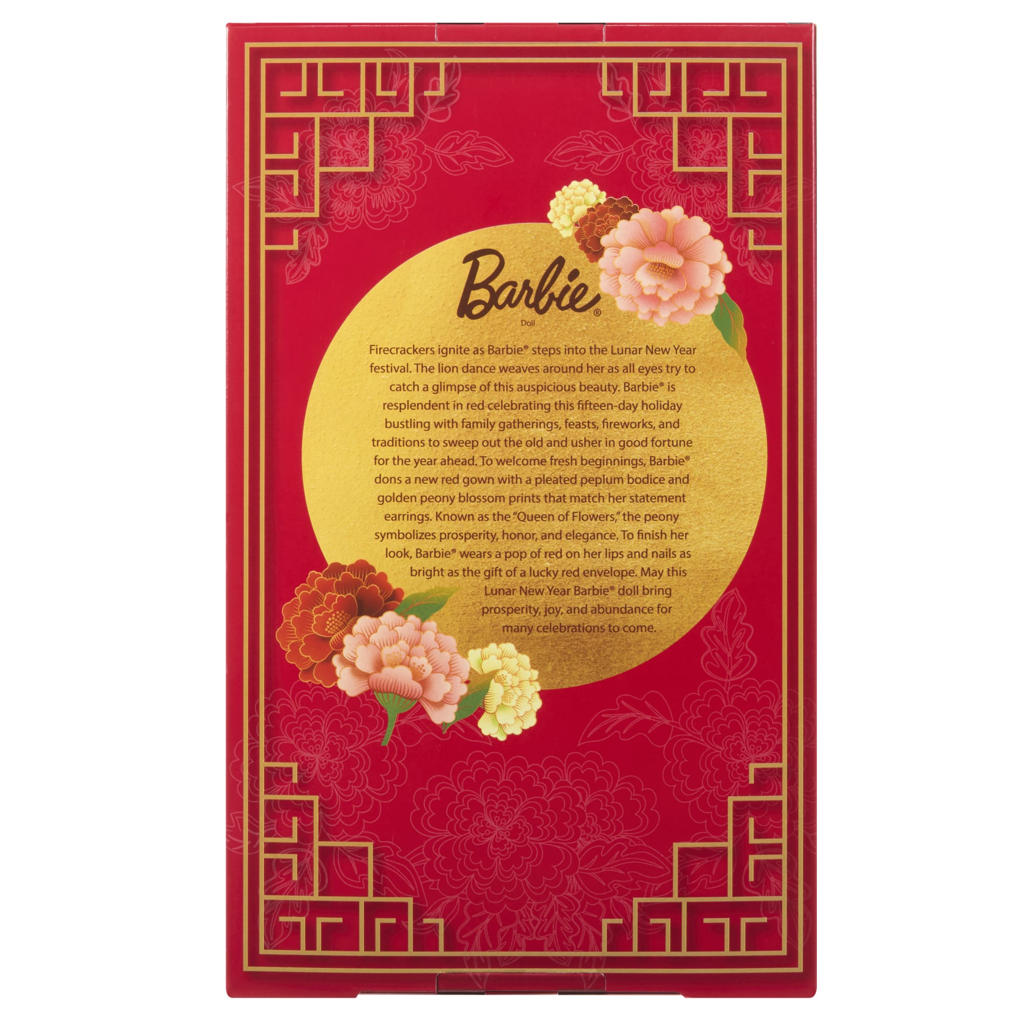 Barbie Signature Lunar New Year Fashion Doll, Red Dress With Golden Peonies, Collectible Holiday Gift