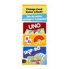 Vintage Set With 3 Card Games, UNO, O’No 99 & Ski-Bo For Kid, Adult & Family Nights & Parties