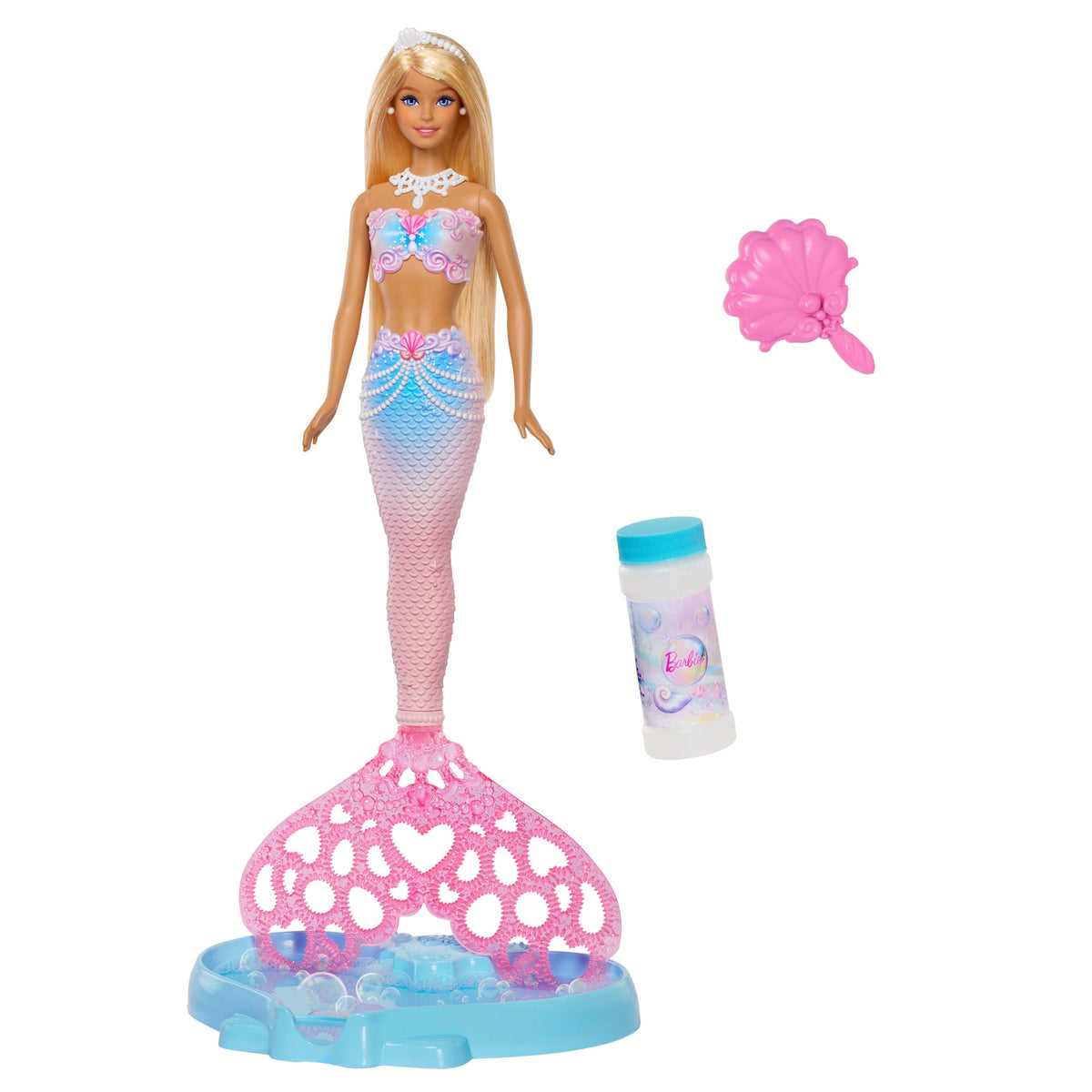 Barbie Bubble Sparkle Mermaid Doll With Bubble-Making Feature, includes Bubble Solution & Hairbrush