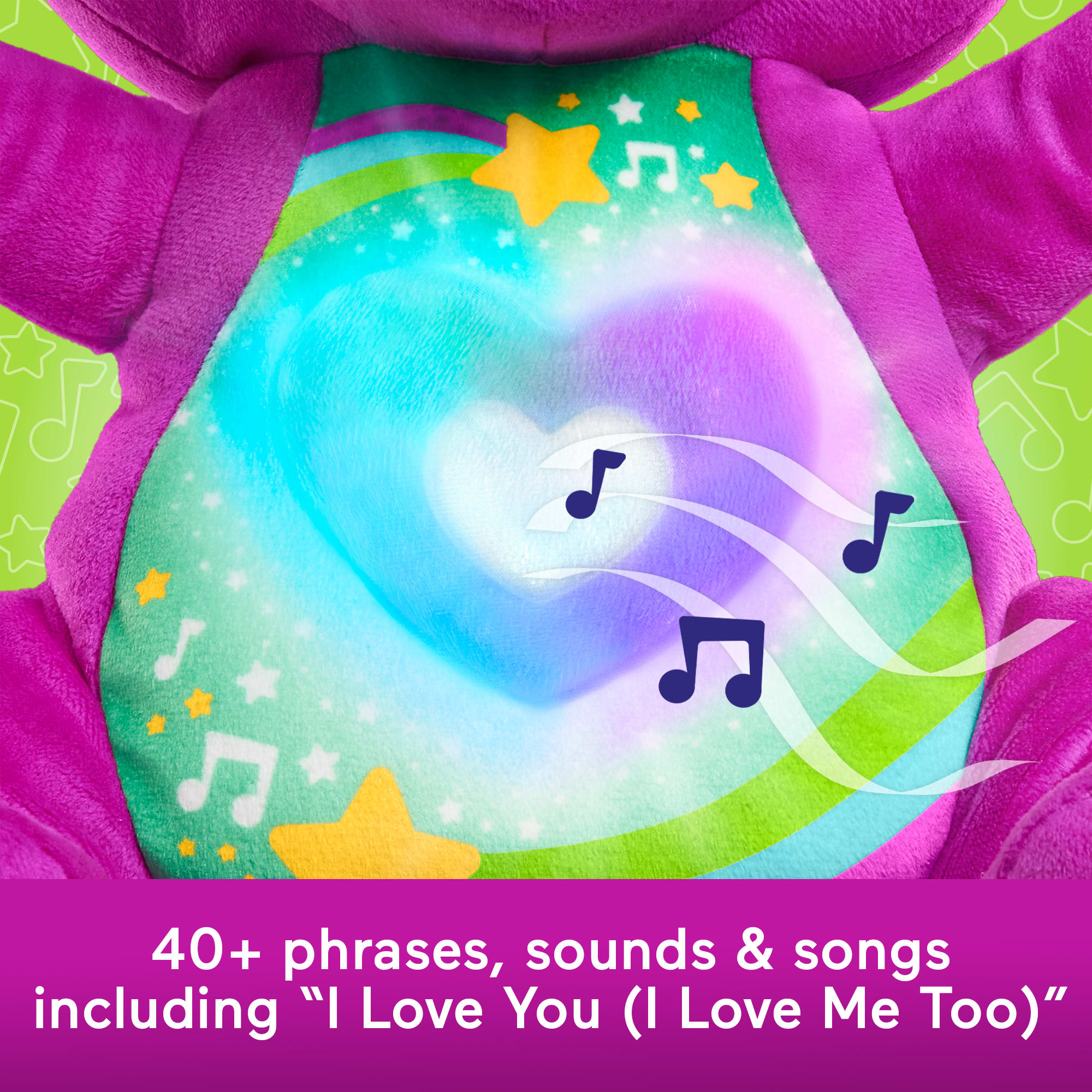 Fisher-Price Barney's World Heart Glow Barney Plush Toy With Music & Lights For Toddlers & Kids, Multilanguage Version