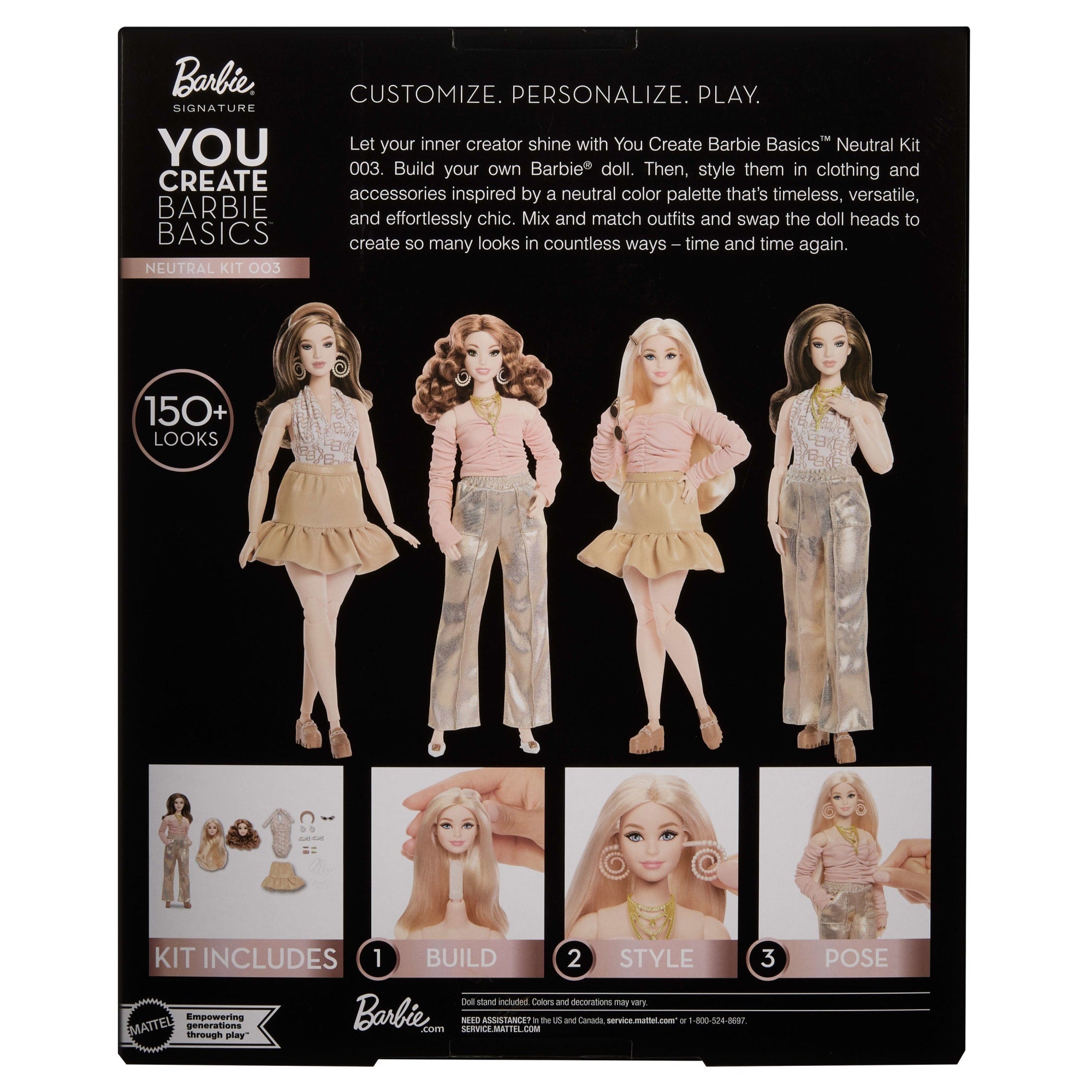 Barbie You Create Barbie Basics Neutral Kit 003, Customizable Fashion Doll & Universal-Fit Clothing