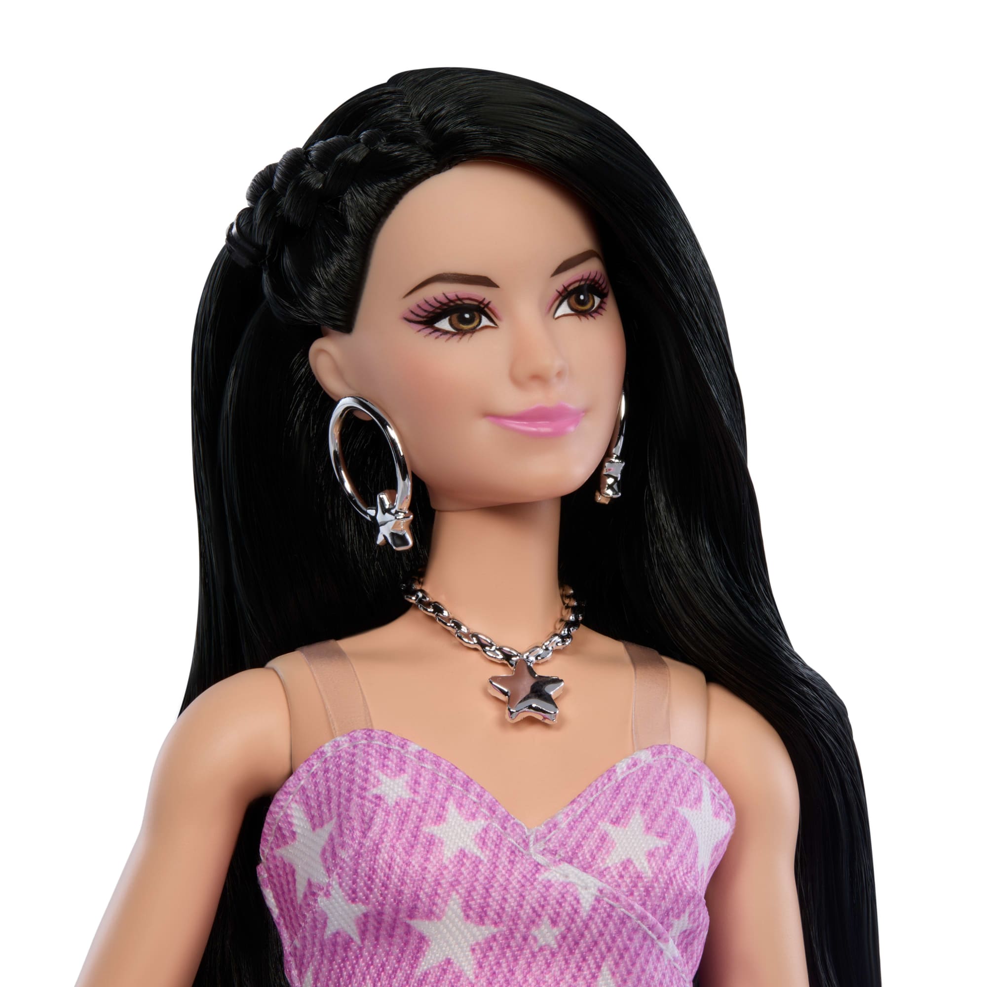 Barbie Fashionista Muñeca Deluxe Style Muñeca con Vestido Rosa con Pelo Suelto