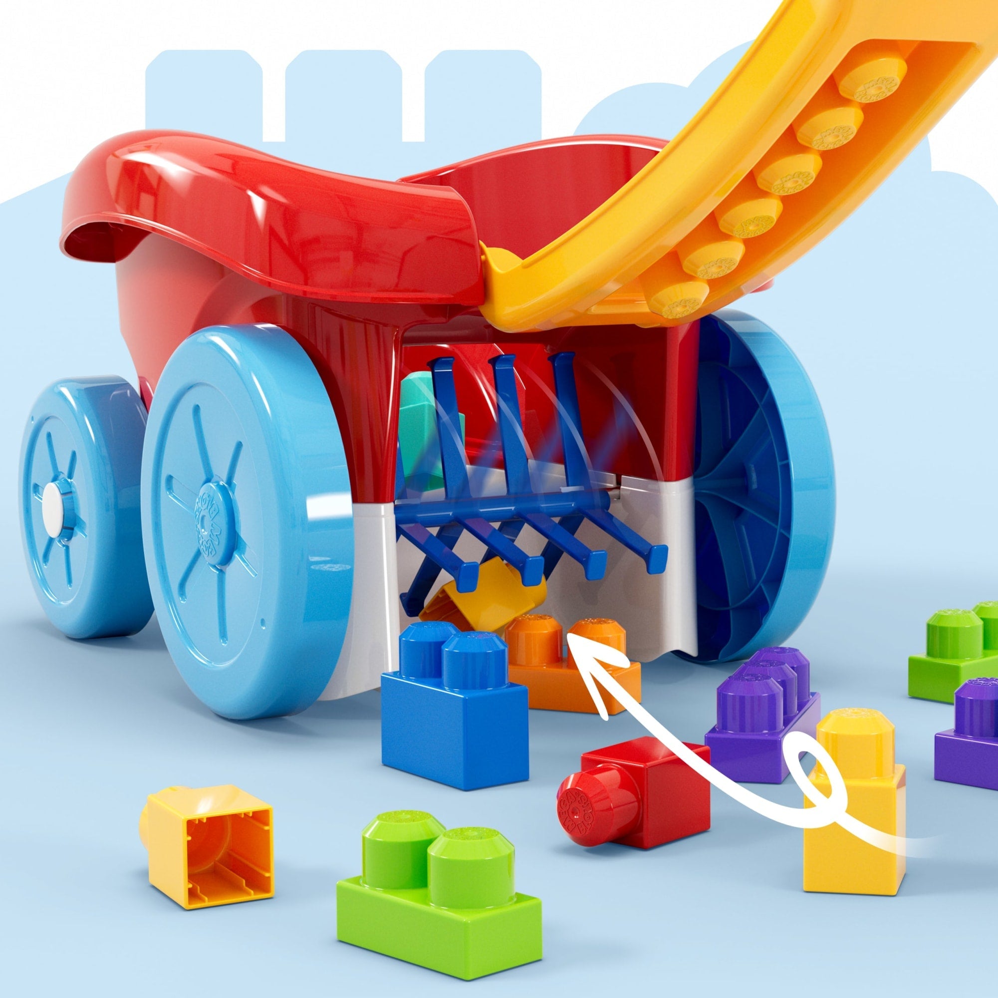 MEGA BLOKS First Builders Block Scooping Wagon With Storage (20 Pieces) For Toddlers