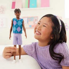 Barbie Fashionistas Style Ken Doll #253 in Lavender Shorts, Turquoise And Lavender Top, Brown Hair