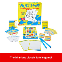 Pictionary Family Board Game For Kids, Adults And Game Night With Erasable Boards And Markers