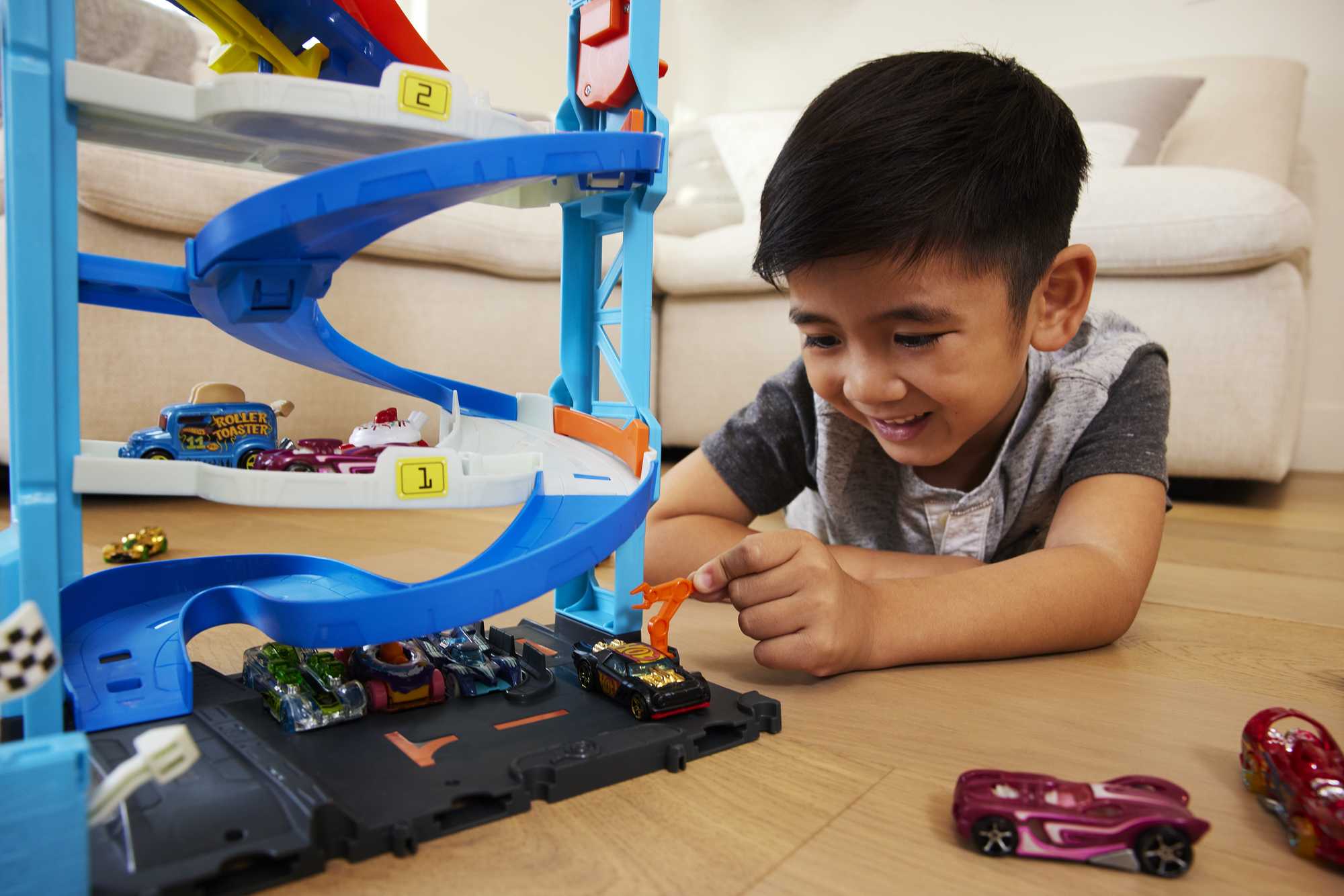 Hot Wheels City-Tour Spirale Transformable-Coffret, 1 Voiture Incluse