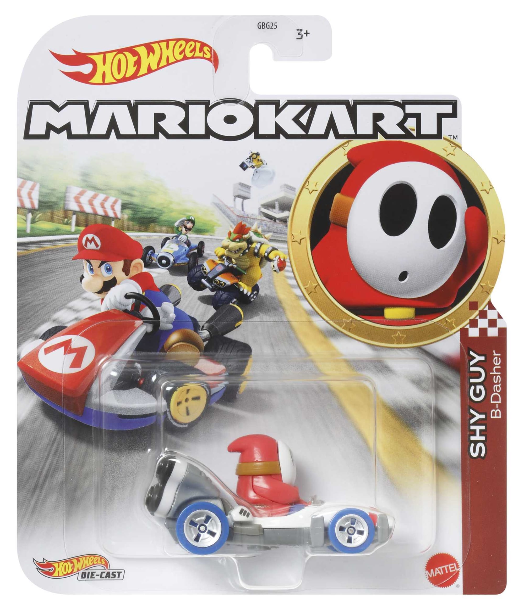 Hot Wheels Mario Kart Vehículo de Juguete Shy Guy B-Dasher