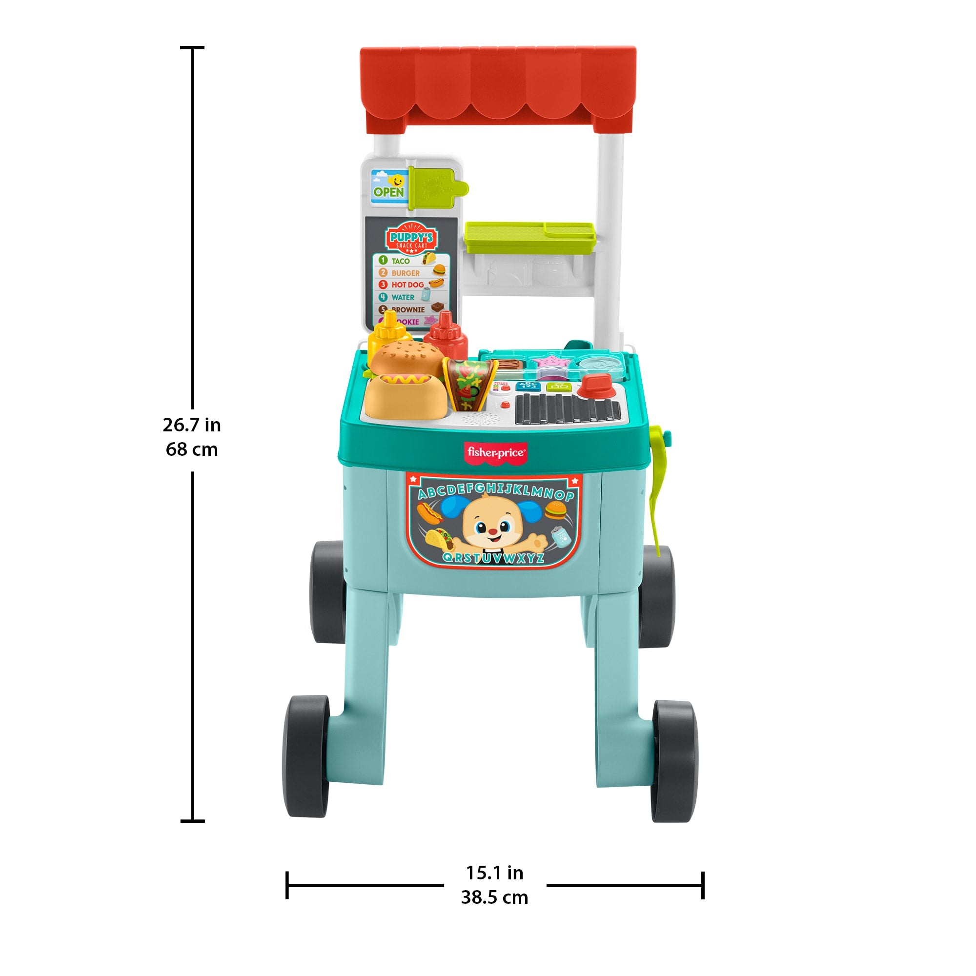 Fisher-Price Laugh & Learn 4-In-1 Snack Cart Walker Baby & Toddler Learning Toy With 14 Play Pieces