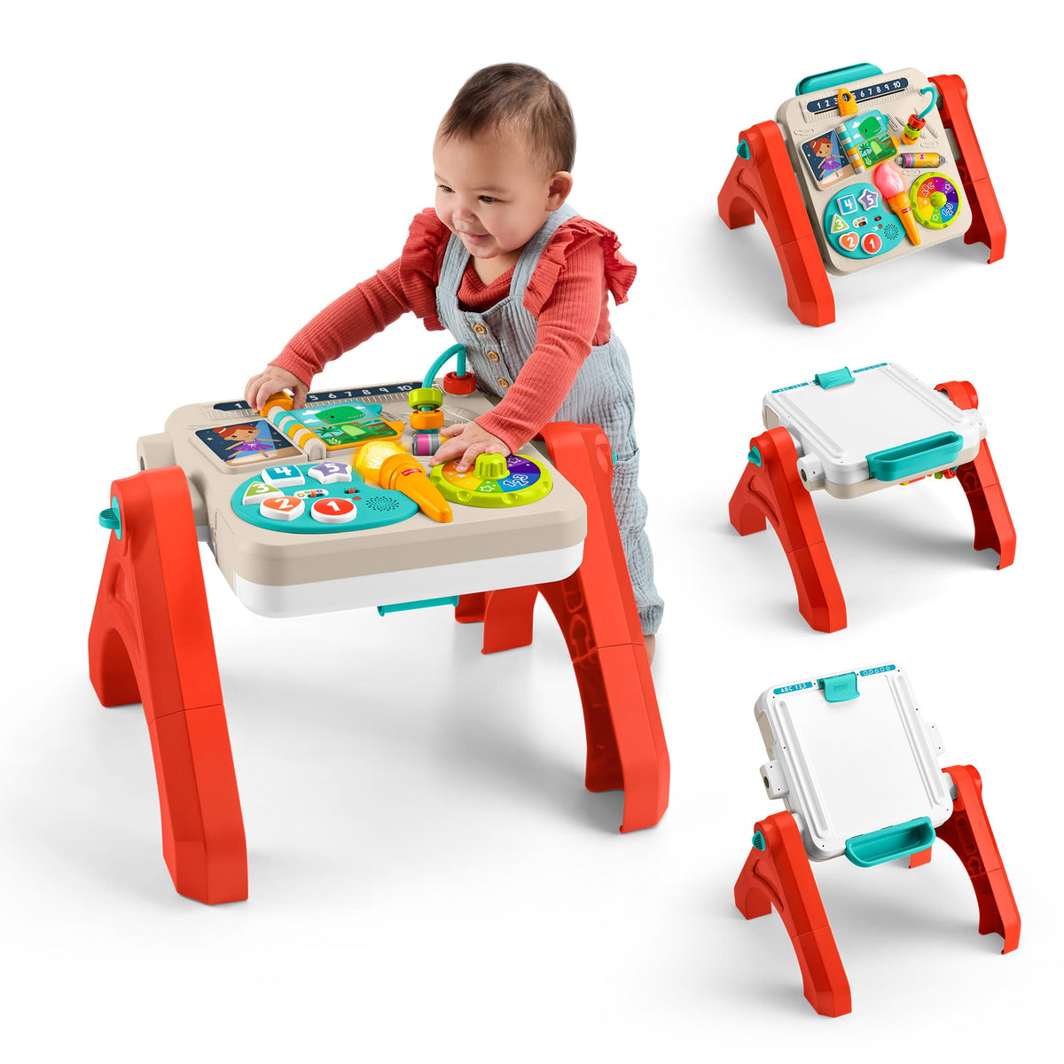 Fisher-Price 4-in-1 Activity Table & Easel, Baby & Toddler Electronic Learning Toy, Multilanguage Version
