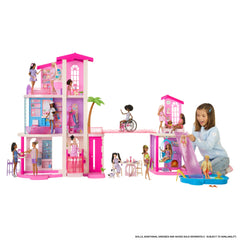 Barbie DreamHouse Dollhouse 2026, 2 Pools, 2 Slides, 2 Houses, Elevator With 3 Levels & 65+ Pieces Including Furniture & Accessories