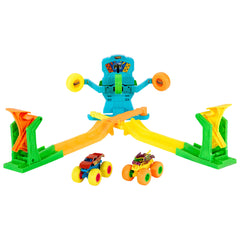 Hot Wheels-Coffret Neon Crashin’ Slamway-2 Véhicules, 2 Modes de Jeu