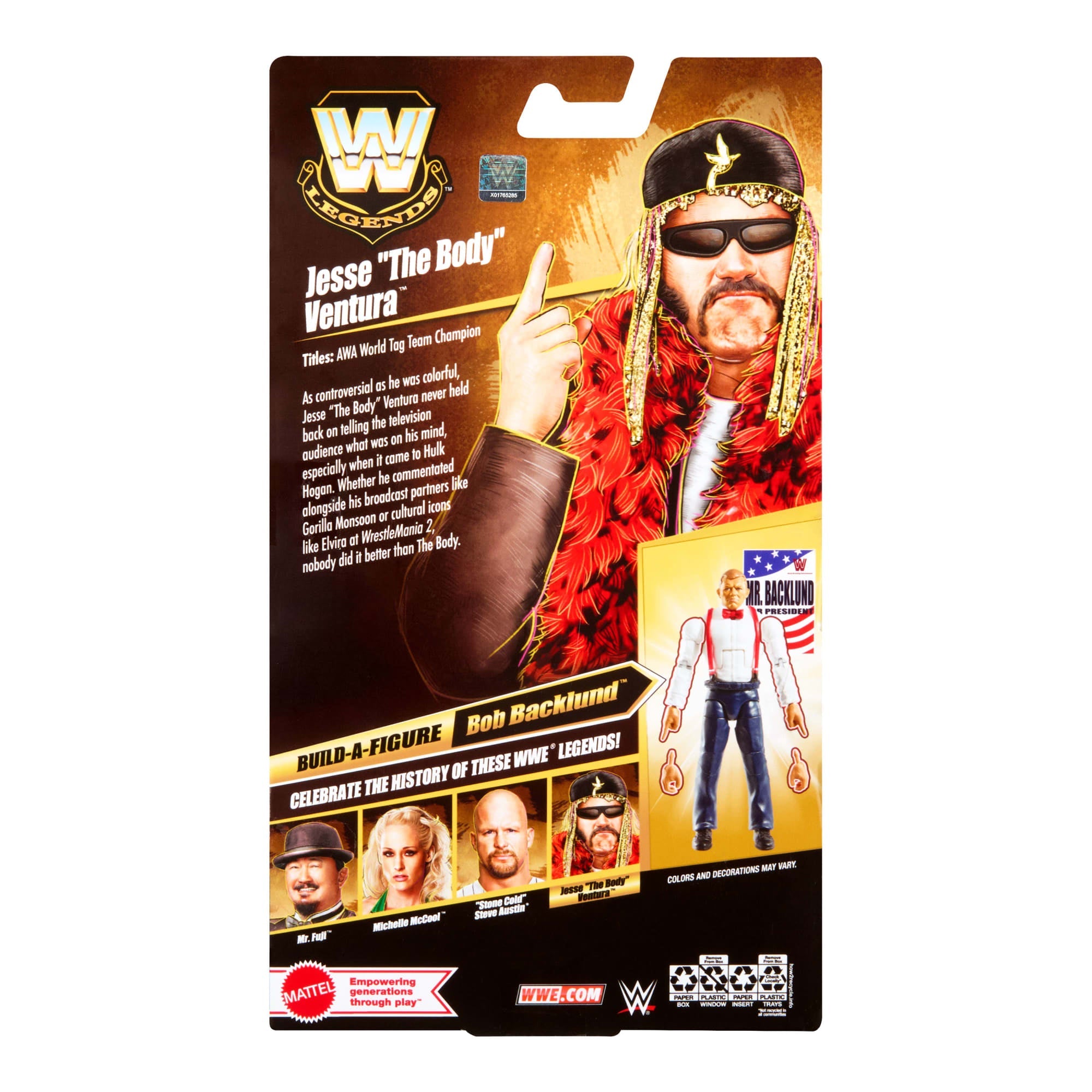 WWE Elite Legends Jesse “The Body” Ventura Action Figure & Accessories, Series 30 6-Inch Set