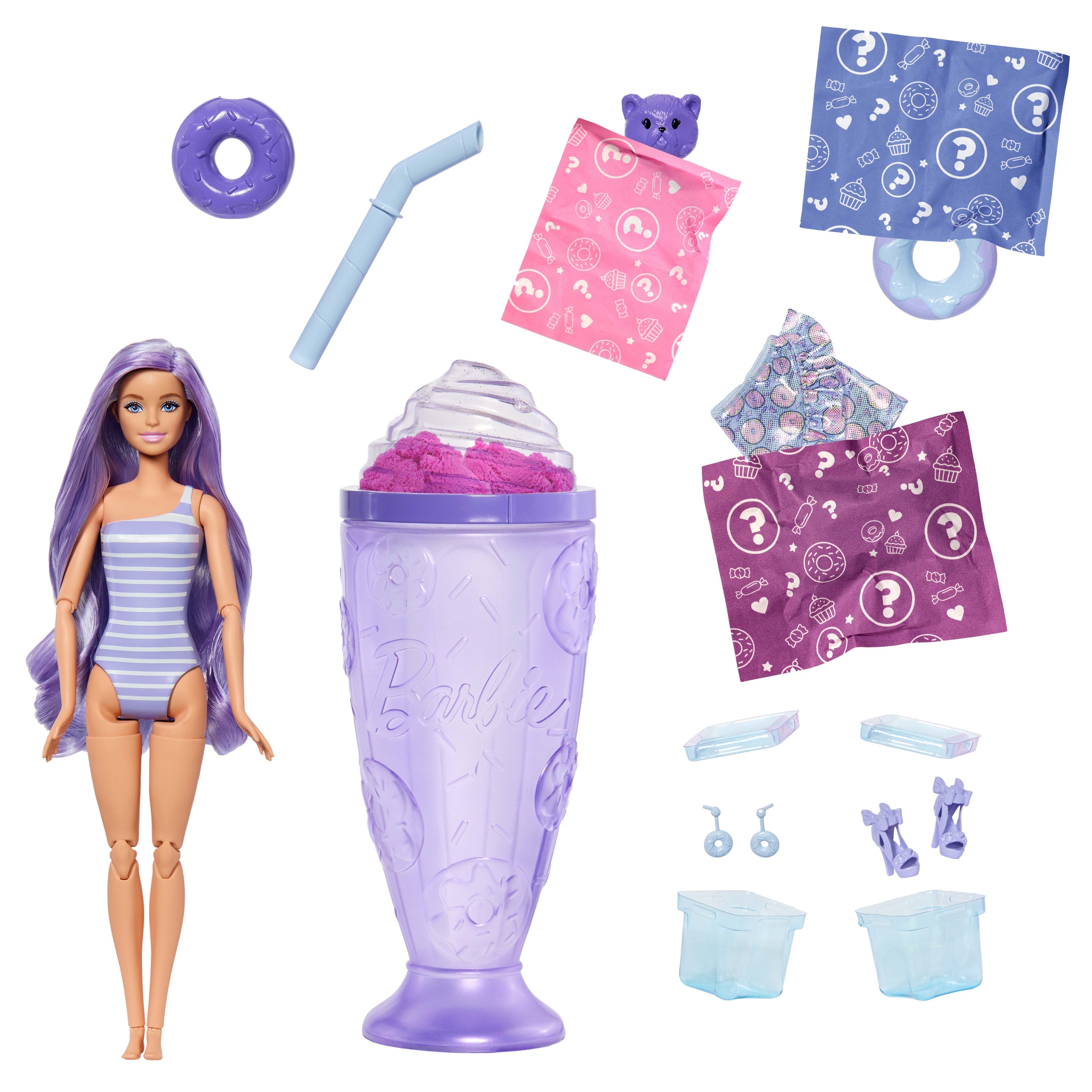 Barbie Pop Reveal Boneca Milk-shakes Copo Roxo