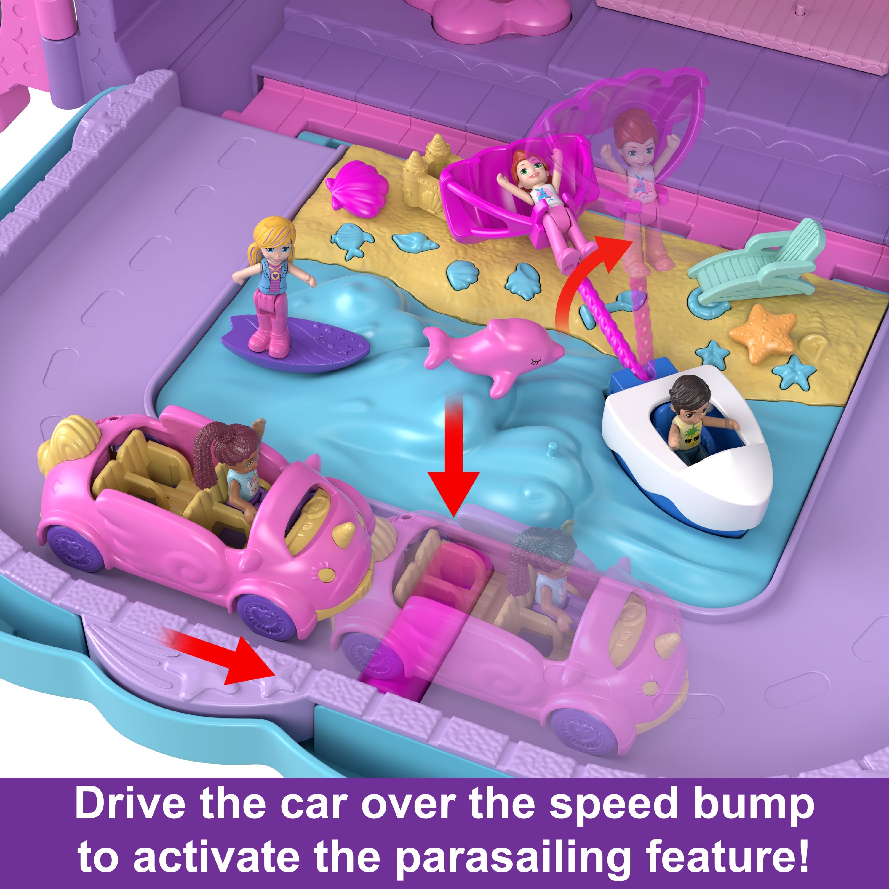 Polly Pocket Dolls Pollyville Resort Roll Away Playset