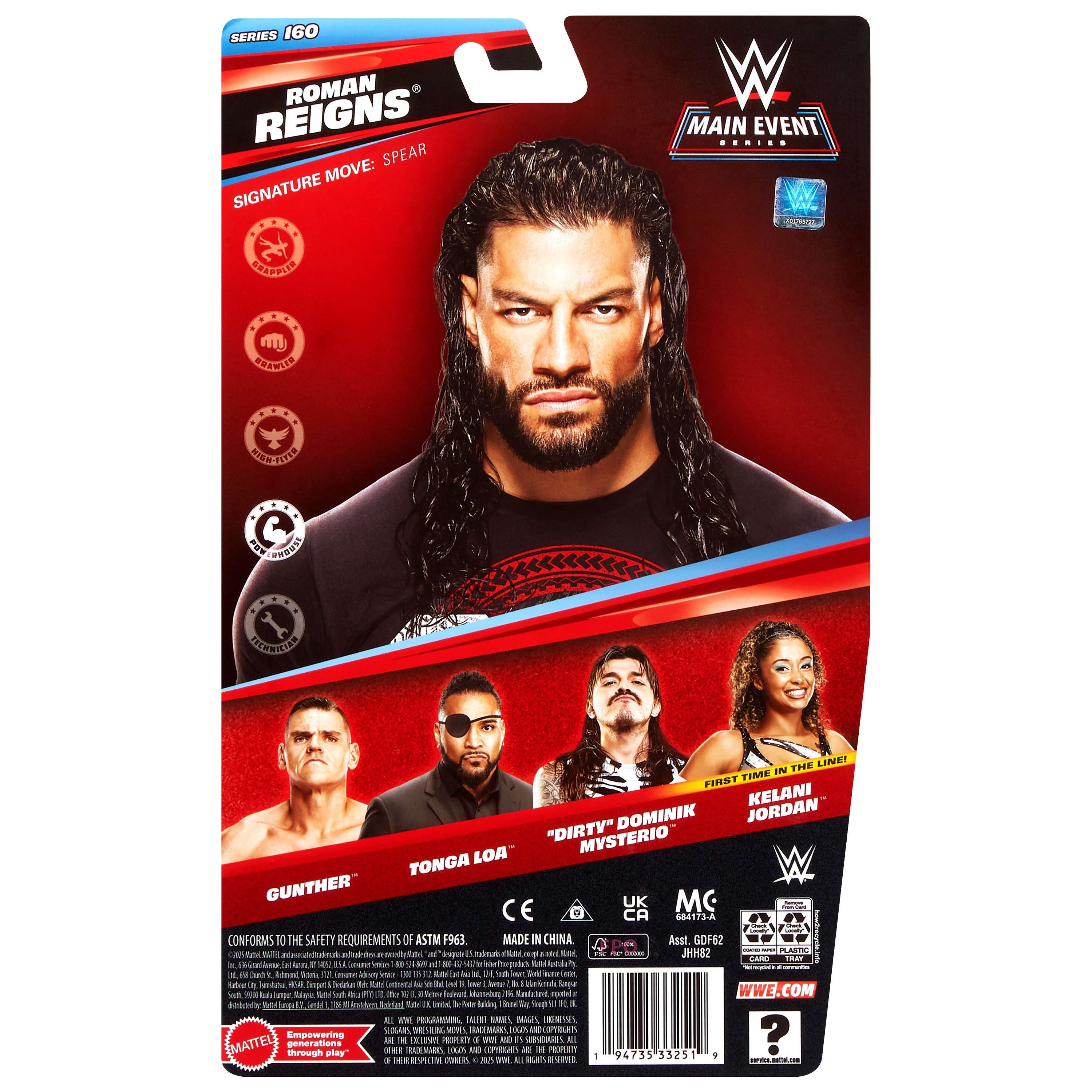 WWE Roman Reigns Action Figure, Main EVent Series #160, 6-inch Collectible With Articulation