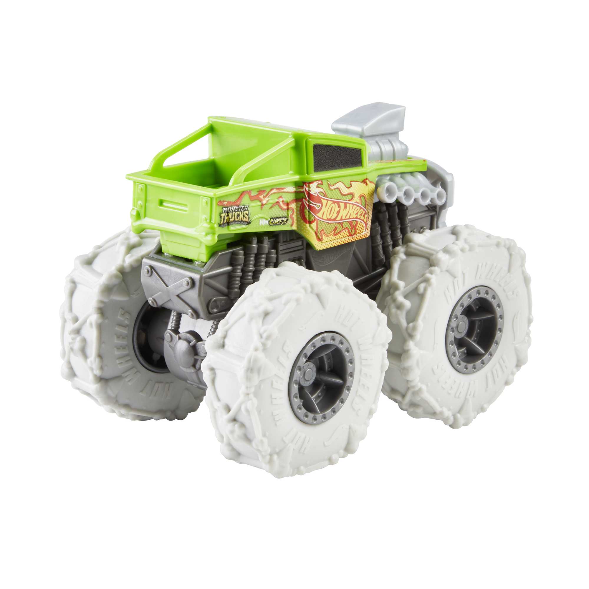 Hot Wheels Monster Trucks Veículo de Brinquedo 1:43 Pneus Para Todo Terreno Bone Shaker Flaming Skull