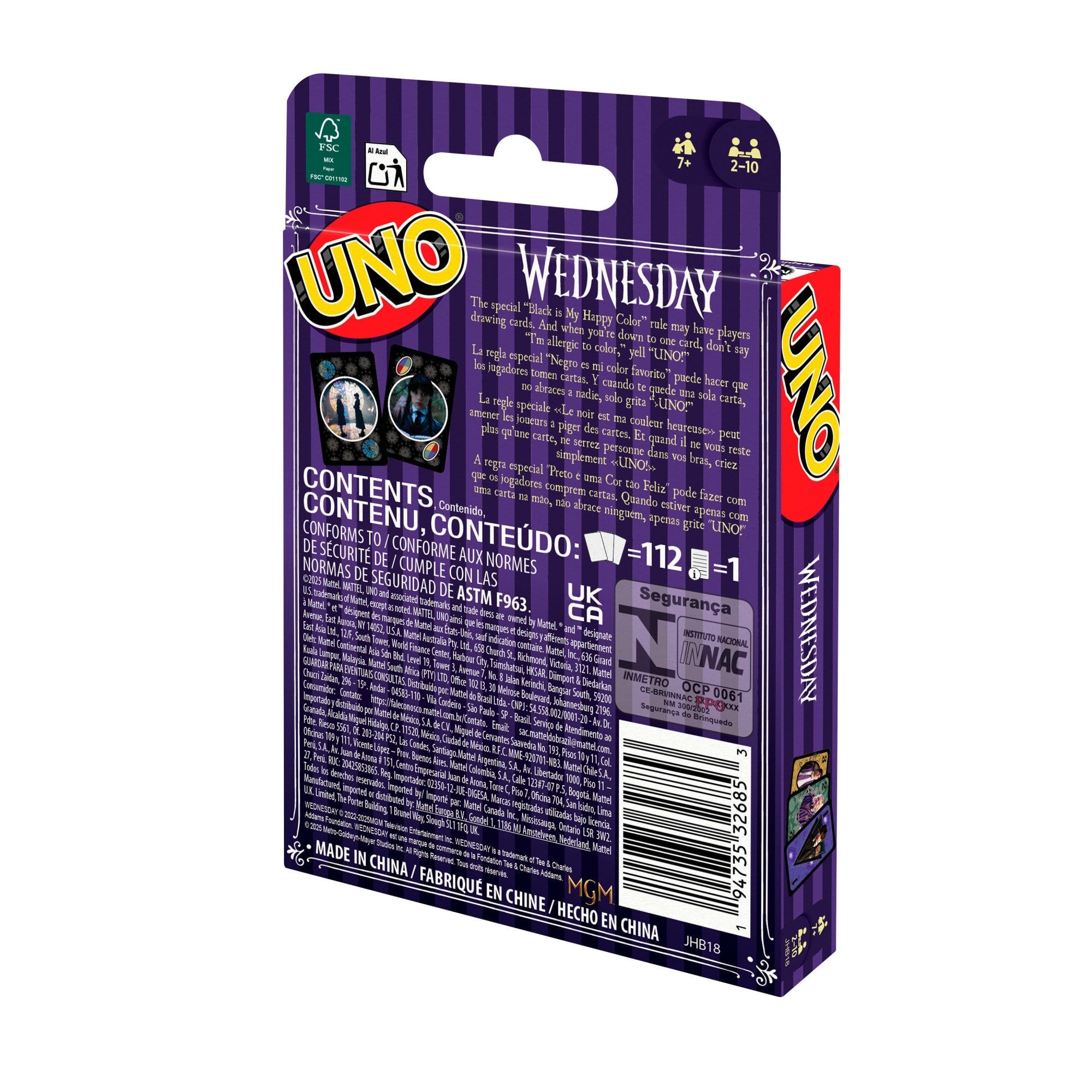 UNO Wednesday Card Game For Kid, Adult & Family Nights, Toy Collectible Inspired By The Series