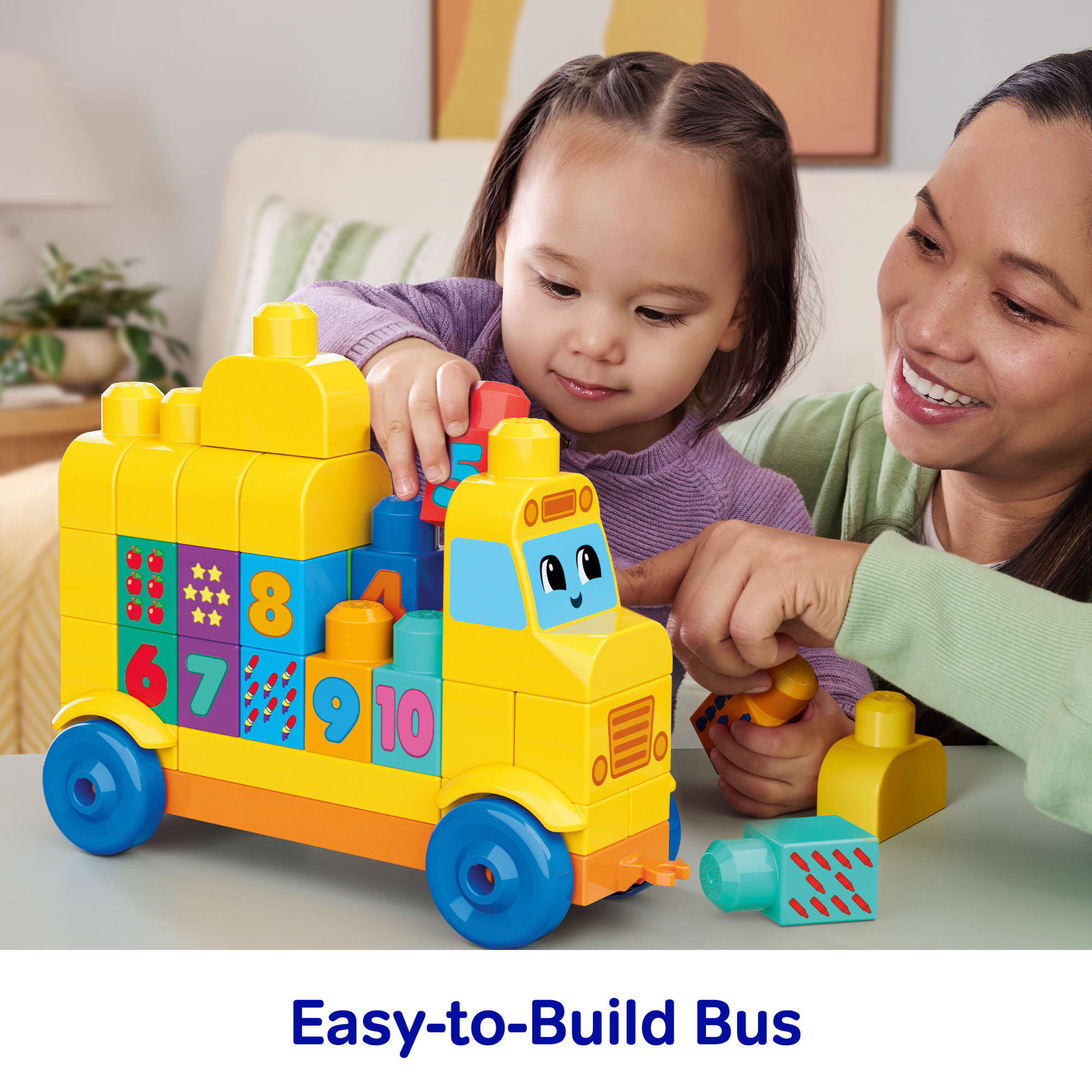 MEGA BLOKS First Builders Build & Count Bus Block Toy (45 Pieces) For Toddler