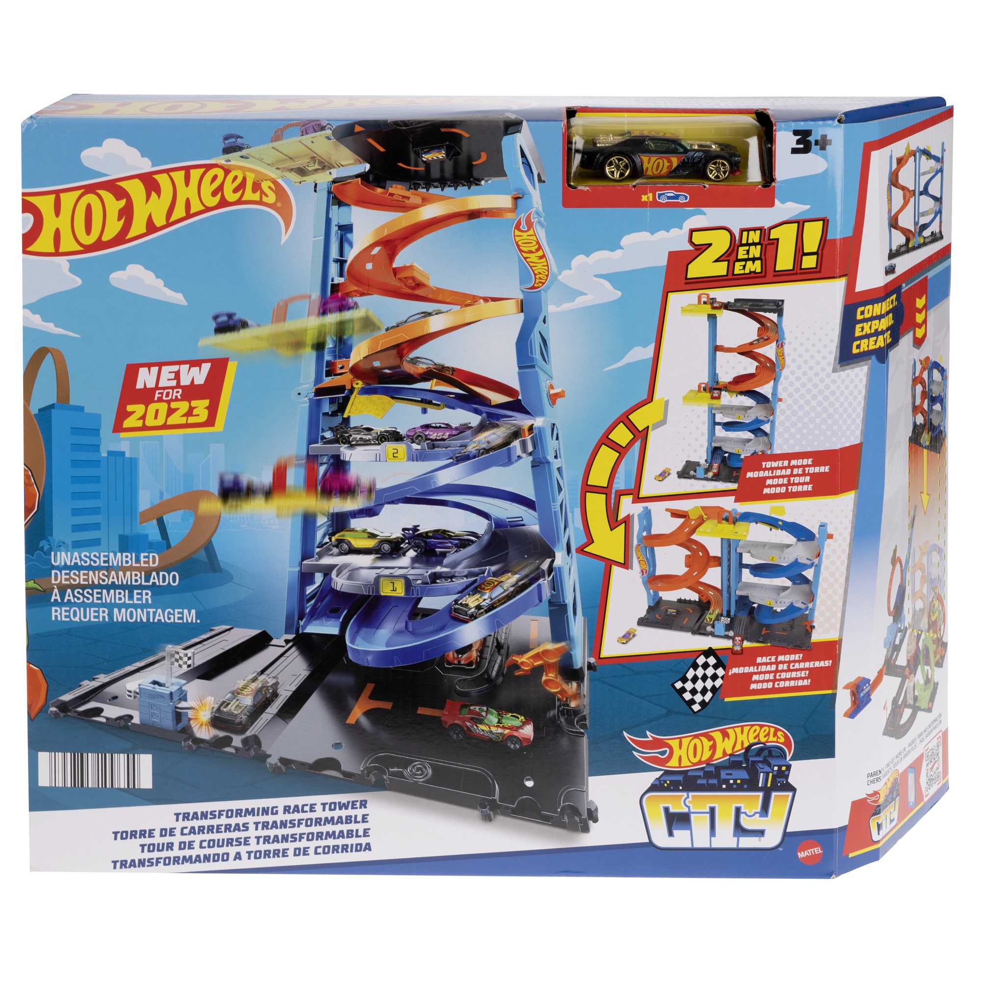 Hot Wheels City Pista de Juguete Torre de Carreras con Doble Altura