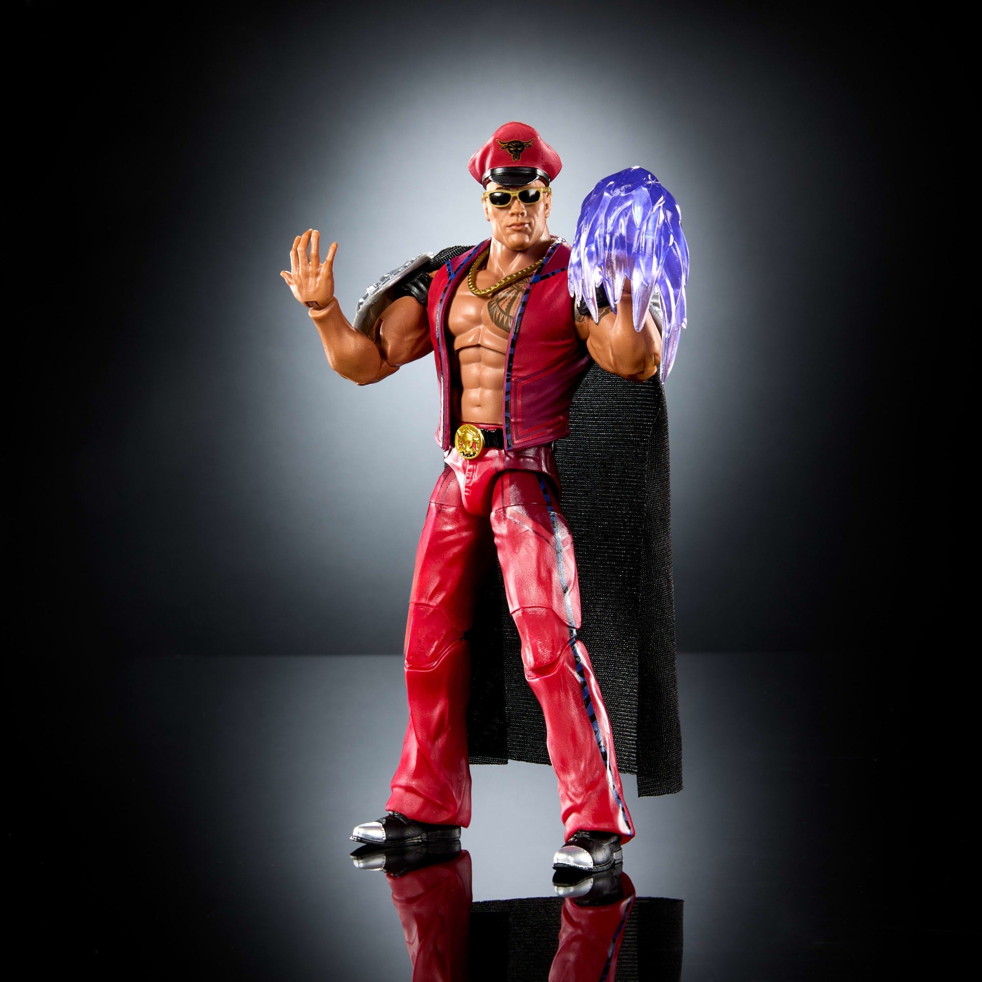 WWE X Street Fighter The Rock Final Boss Action Figure & Accessories, 6-Inch Collectible M. Bison Mashup Set