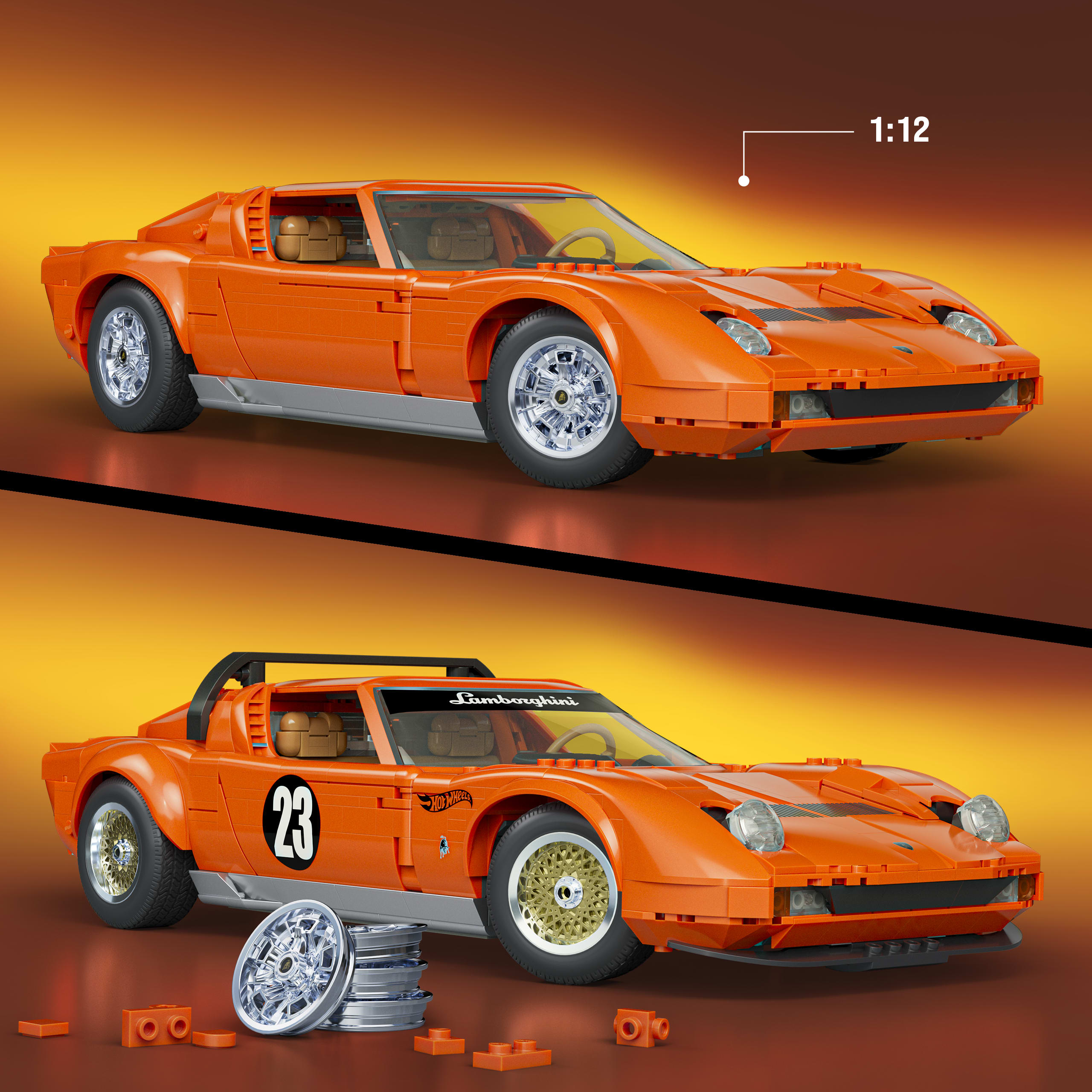 Mattel Brick Shop Hot Wheels Jogo de Construção Premium Lamborghini Miura P400 SV