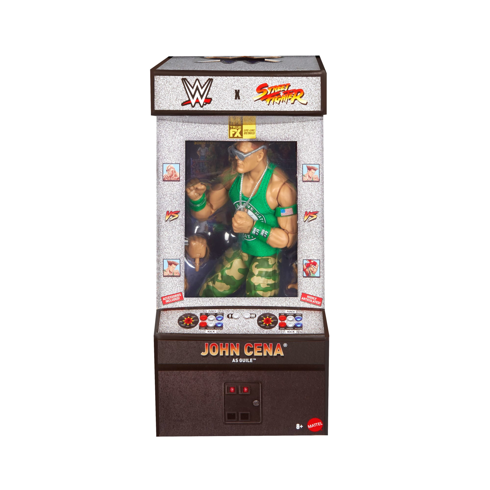 WWE X Street Fighter John Cena Action Figure & Accessories, 6-Inch Collectible Guile Mashup Set