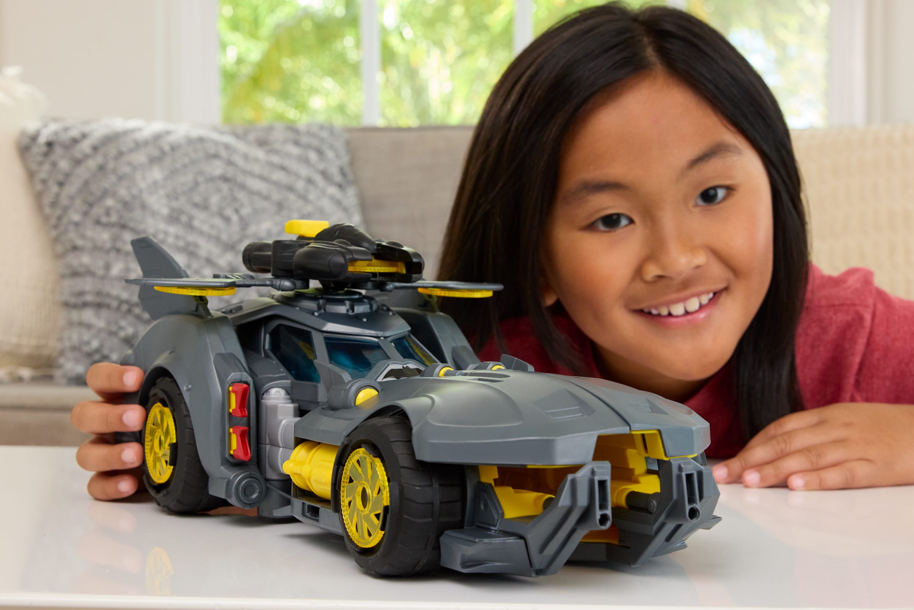 DC Premier Batmobile Vehicle, Batman Signature Crime Fighting Car With Bat-Drone Cannon