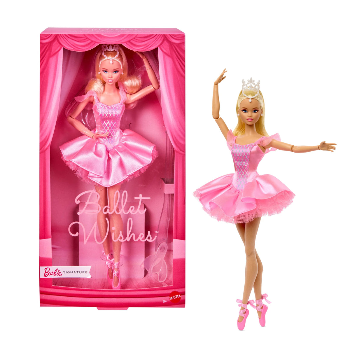 Barbie Signature Ballet Wishes Doll, Collectible Fashion Doll in Satiny, Pink Tutu