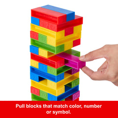 UNO Stacko Game For Kids & Family With 45 Colored Stacking Blocks & Tray