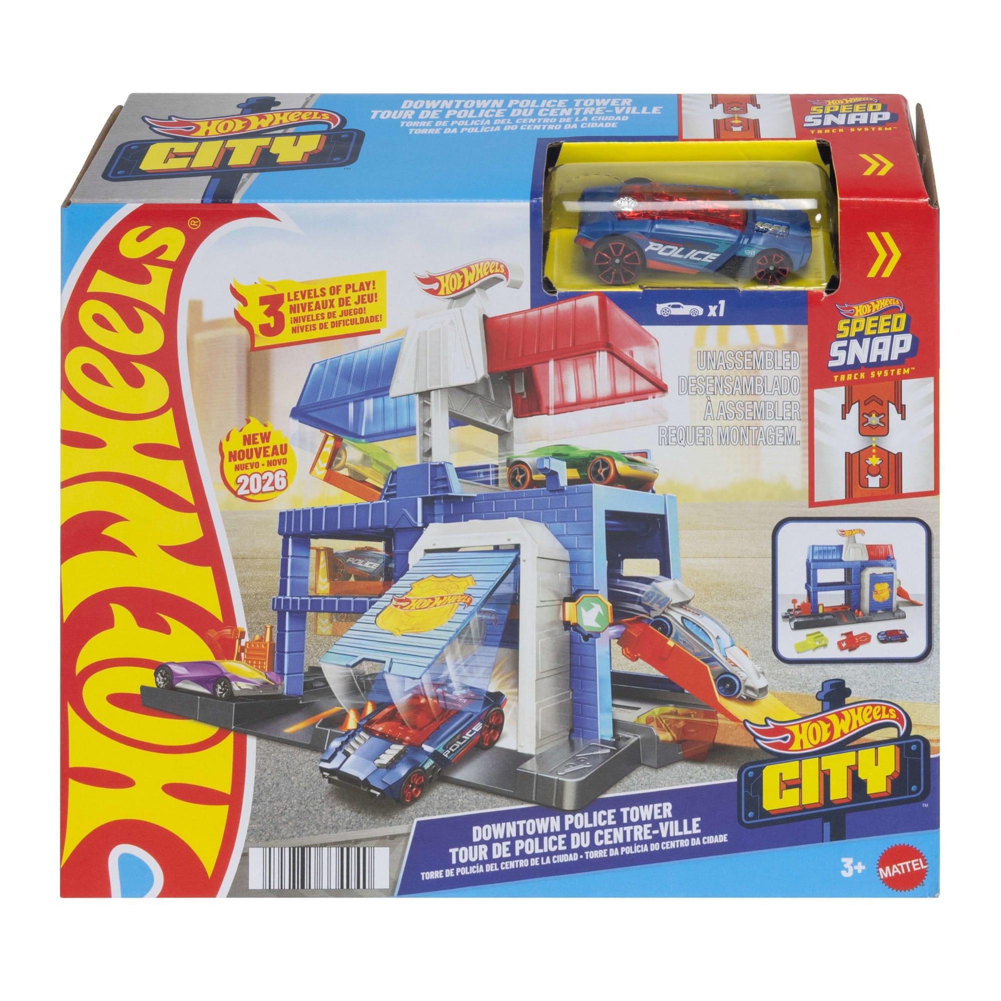 Hot Wheels City Downtown Police Tower Playset & 1:64 Scale Die-Cast Police Toy Car