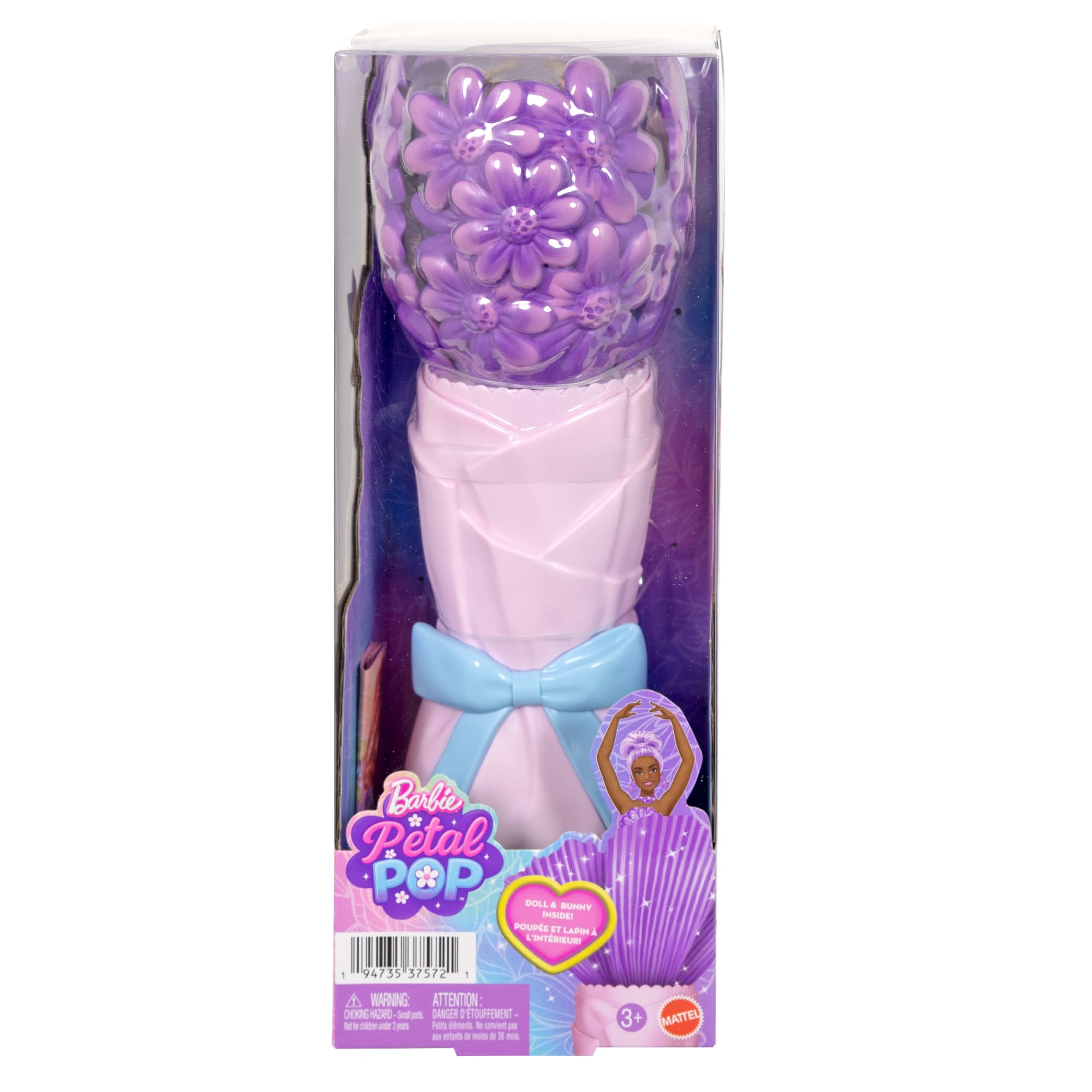 Barbie Petal Pop Scented Fashion Doll With Purple Dress, Reveal Accessories Like Bunny & More